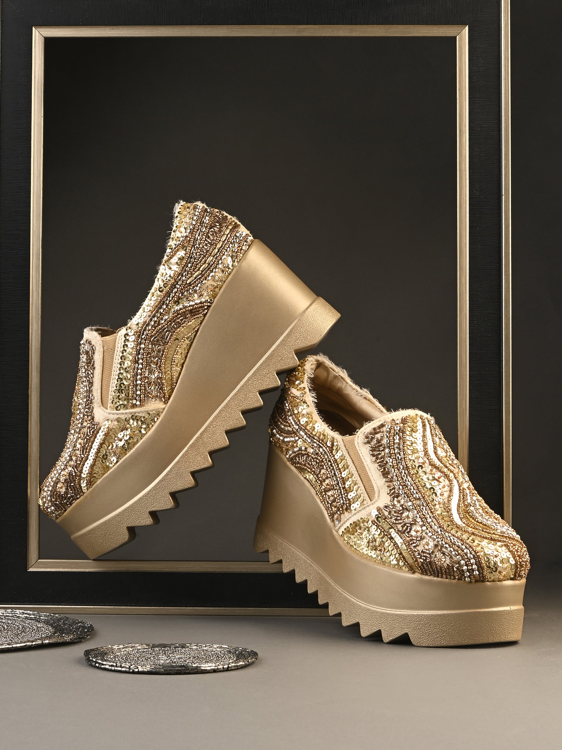 ELARA NOOR Chunky Bridal Embellished Sneakers