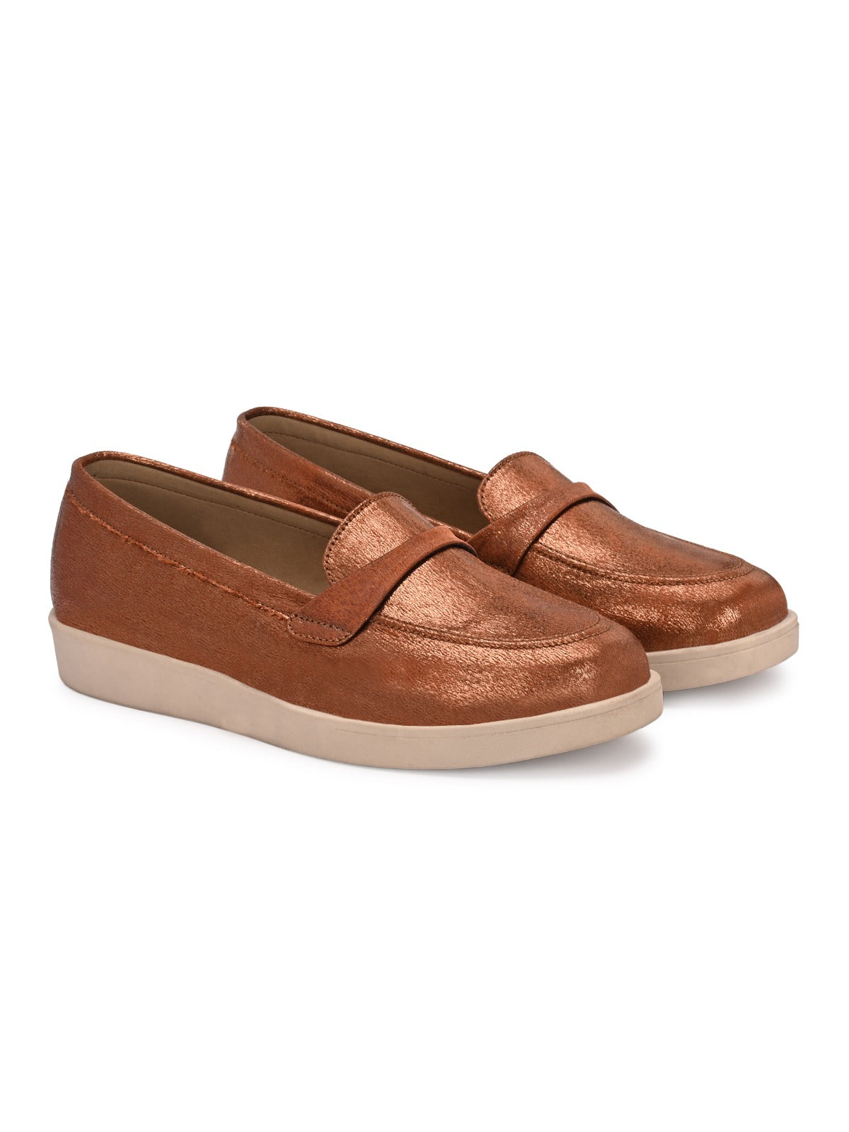 Darcy Shimmer Leather Slip On Loafers - The Heels India