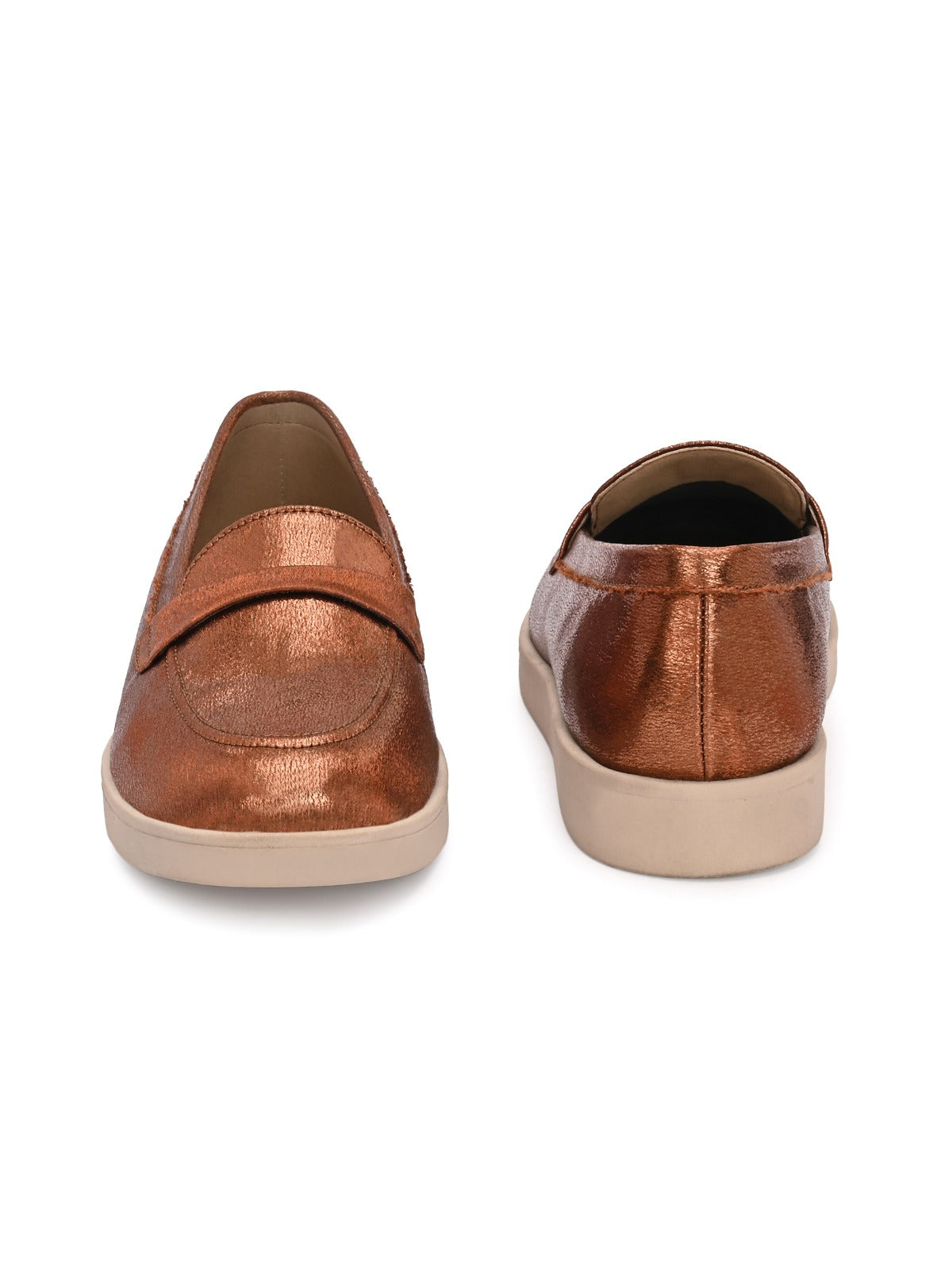 Darcy Shimmer Leather Slip On Loafers - The Heels India