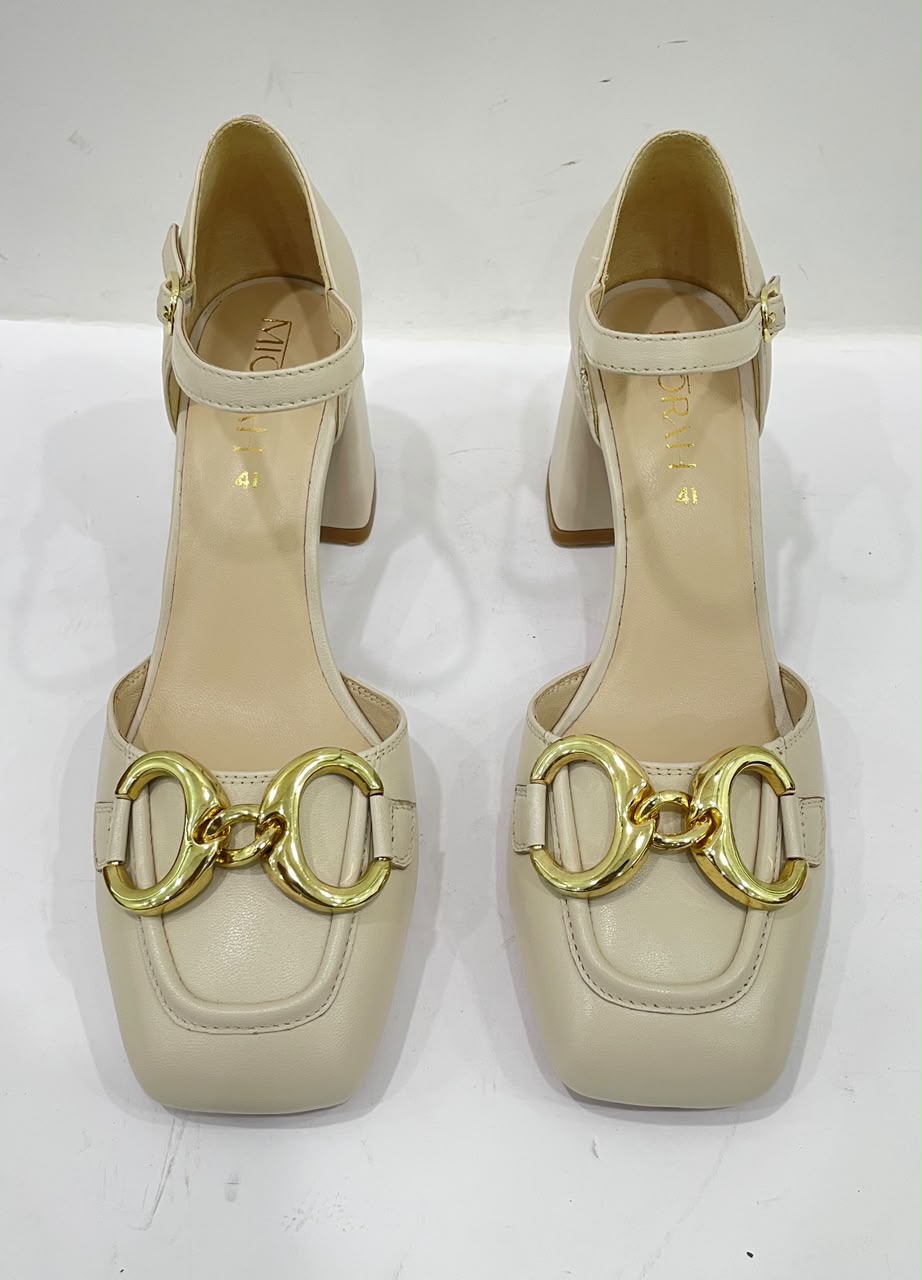 EMPRESS Premium Leather Ankle Strap Block Heels