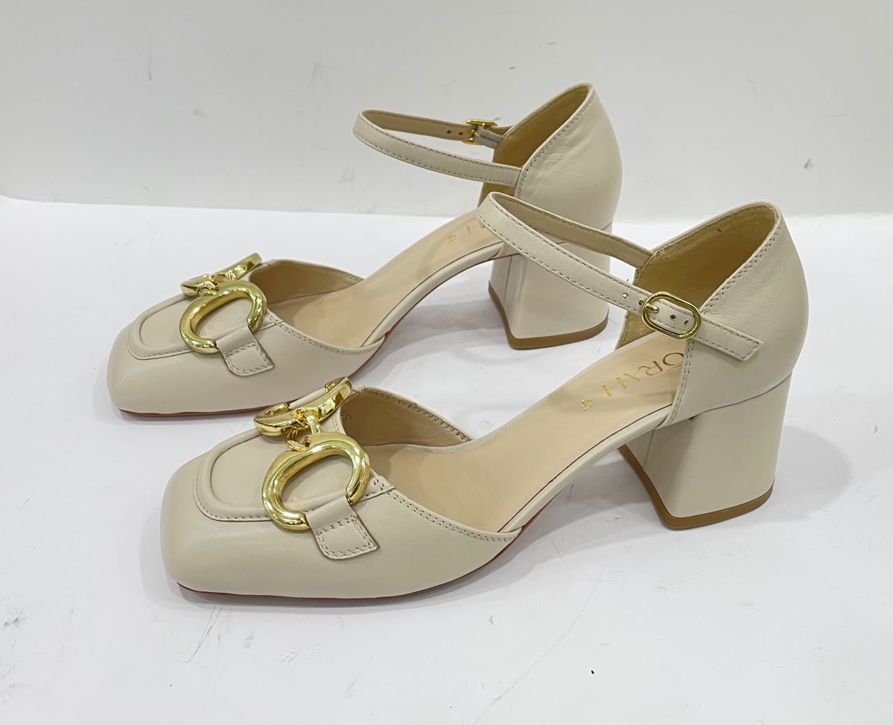 EMPRESS Premium Leather Ankle Strap Block Heels