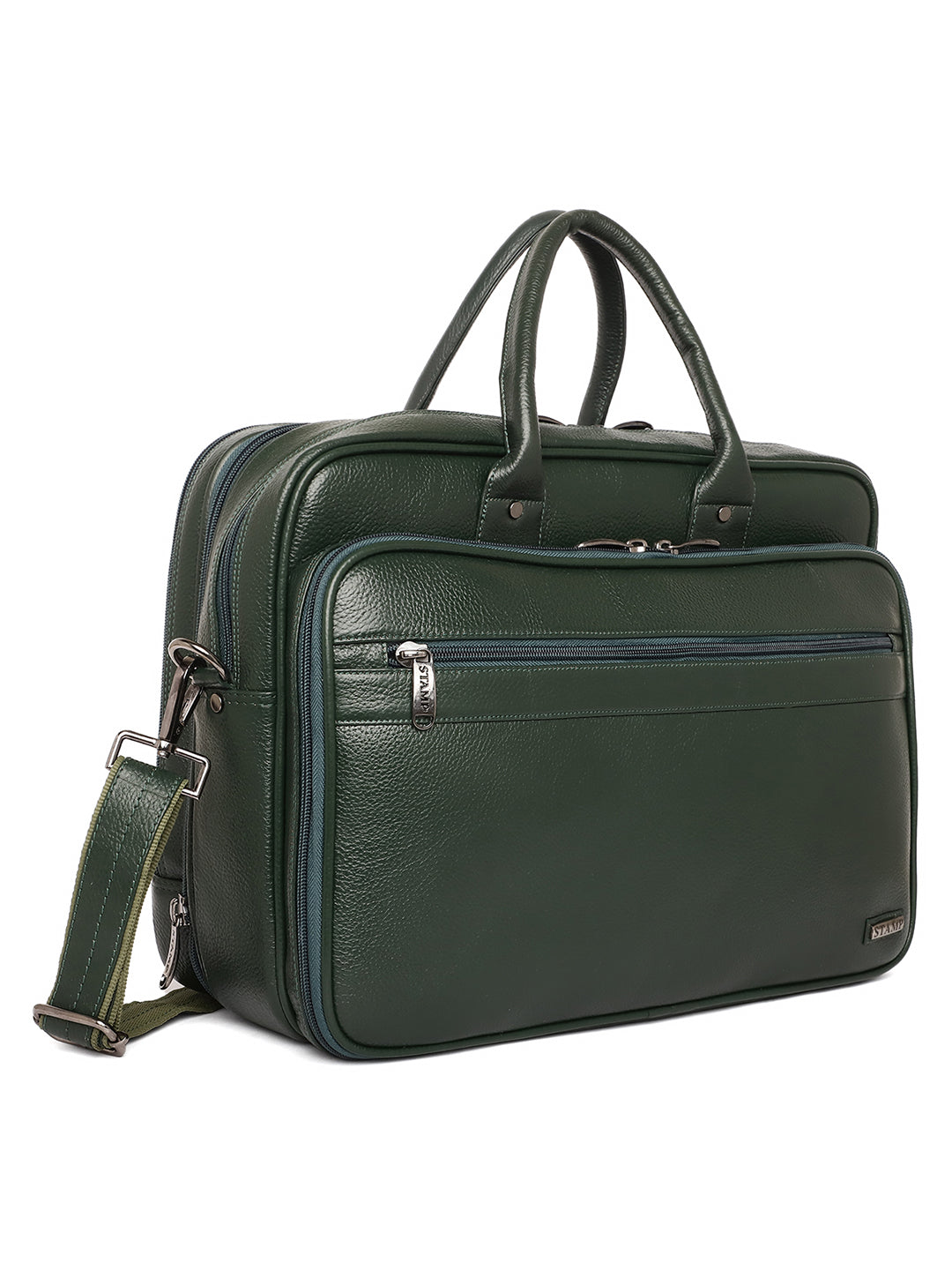 Green Leather Portfolio Office / Laptop Bags ZP12103 - The Heels India