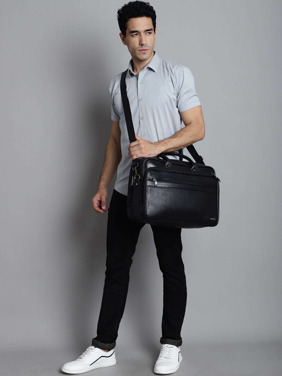 Black Leather Portfolio Office / Laptop Bags ZP12103 - The Heels India