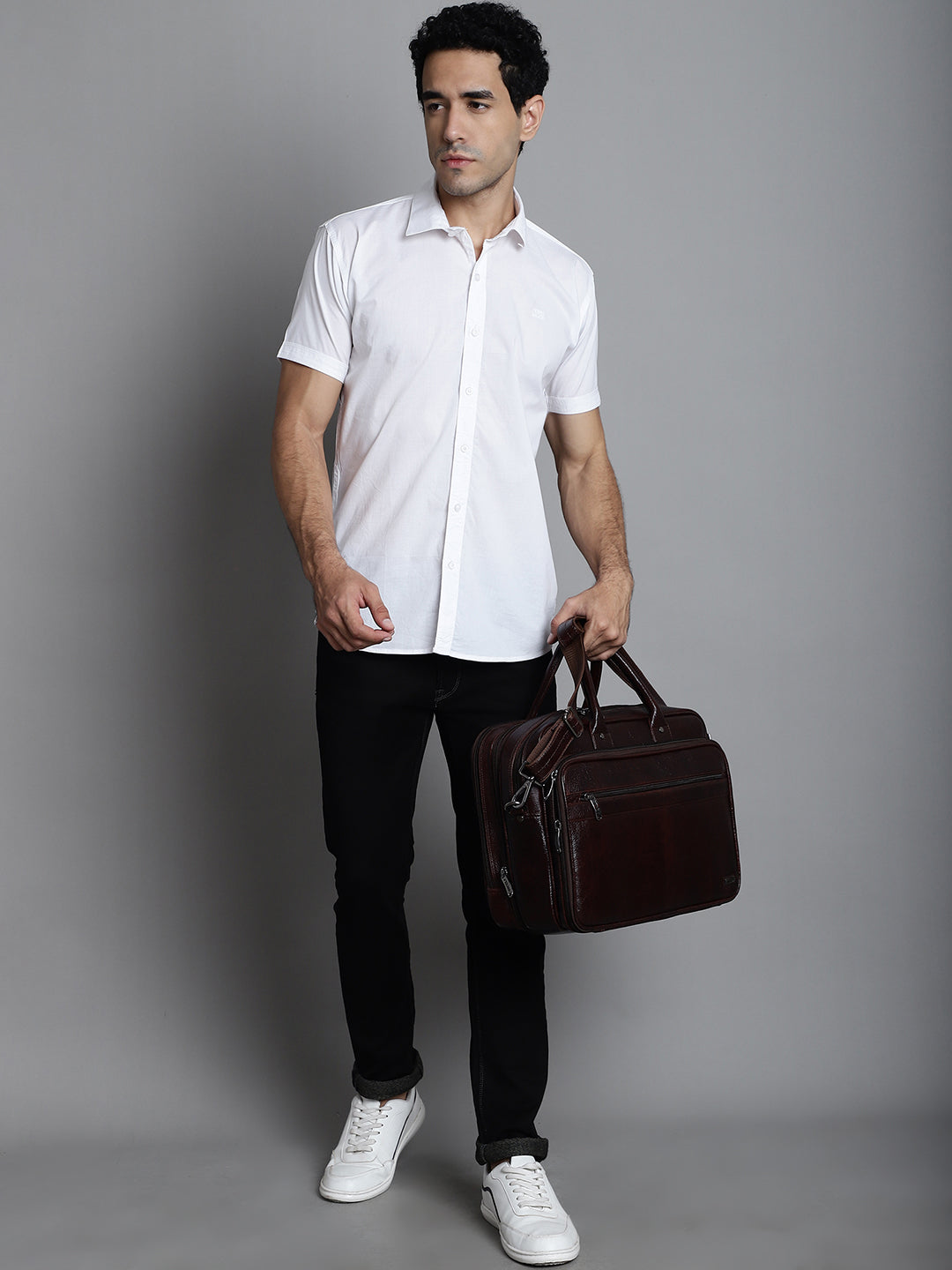 Brown Leather Portfolio Office / Laptop Bags ZP12103 - The Heels India