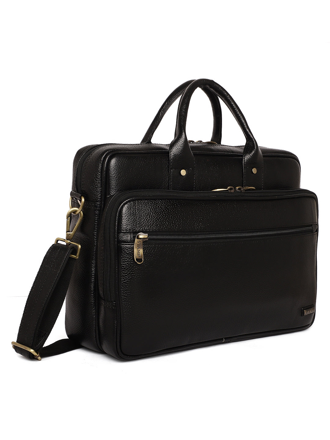 Black Leather Laptop / Office Bags ZP12110 - The Heels India