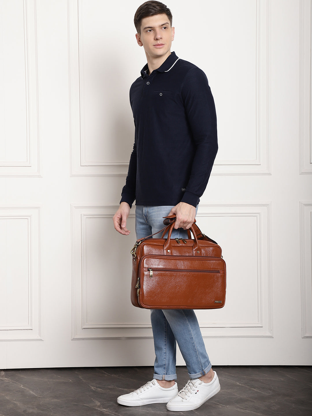 Tan Leather Laptop / Office Bags ZP12110 - The Heels India