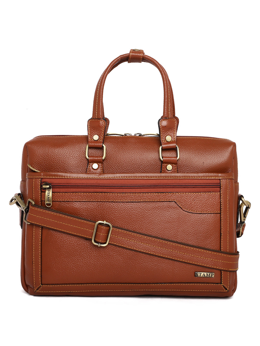 Tan Leather Laptop Bags ZP12116 - The Heels India
