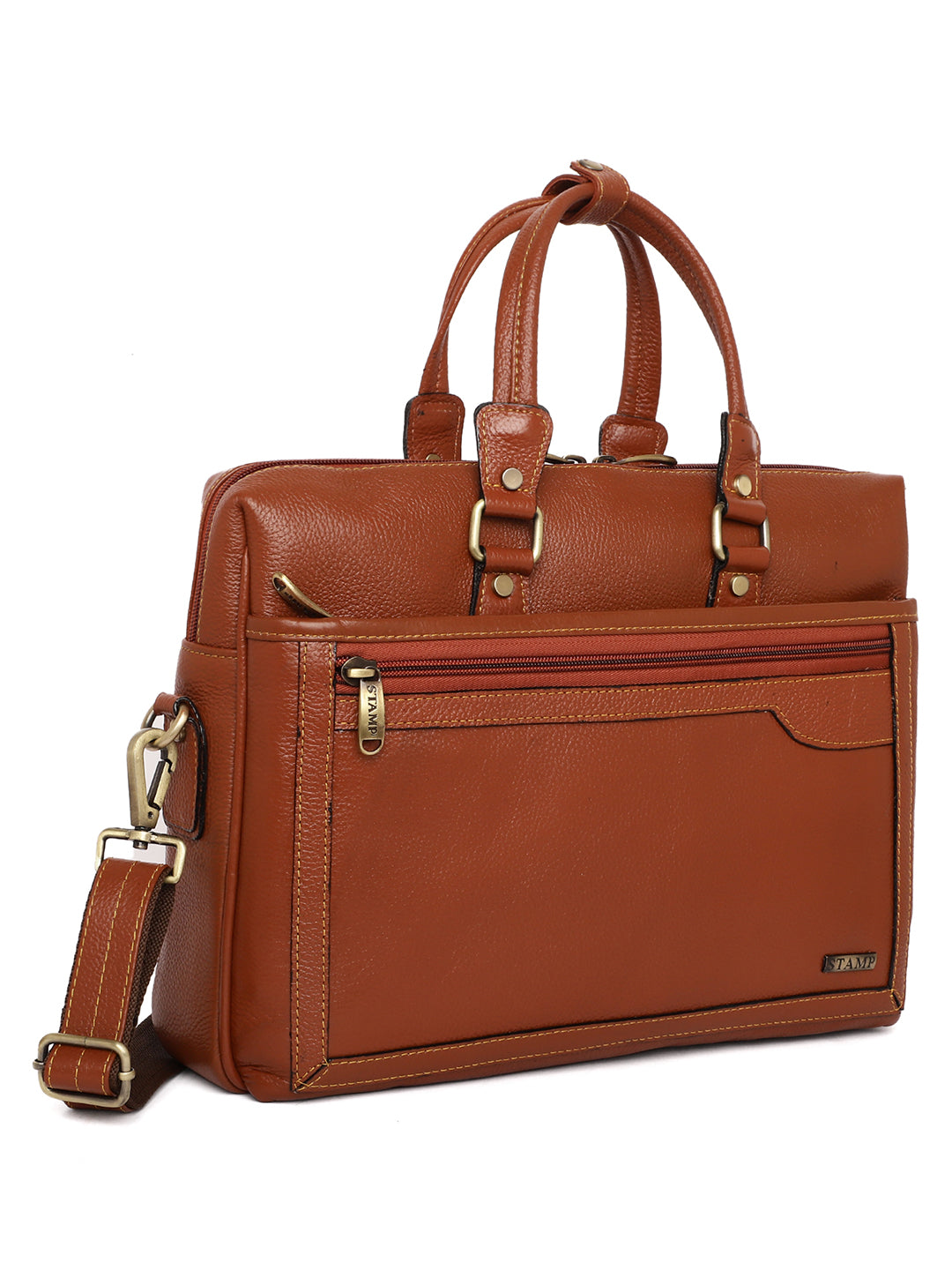 Tan Leather Laptop Bags ZP12116 - The Heels India