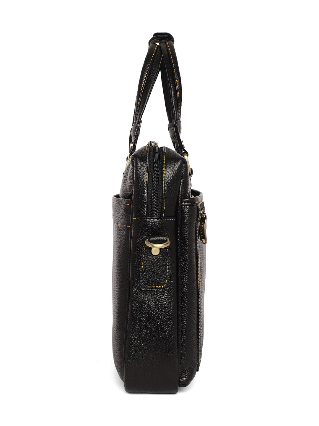 Black Leather Laptop Bags ZP12116 - The Heels India