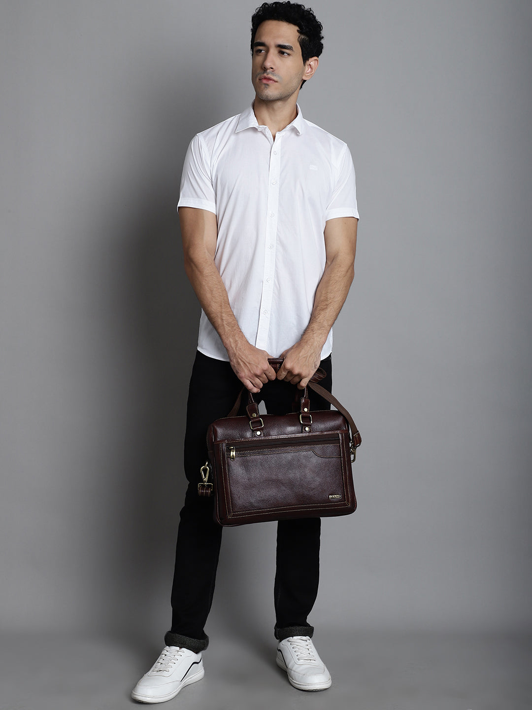 Brown Leather Laptop Bags ZP12116 - The Heels India