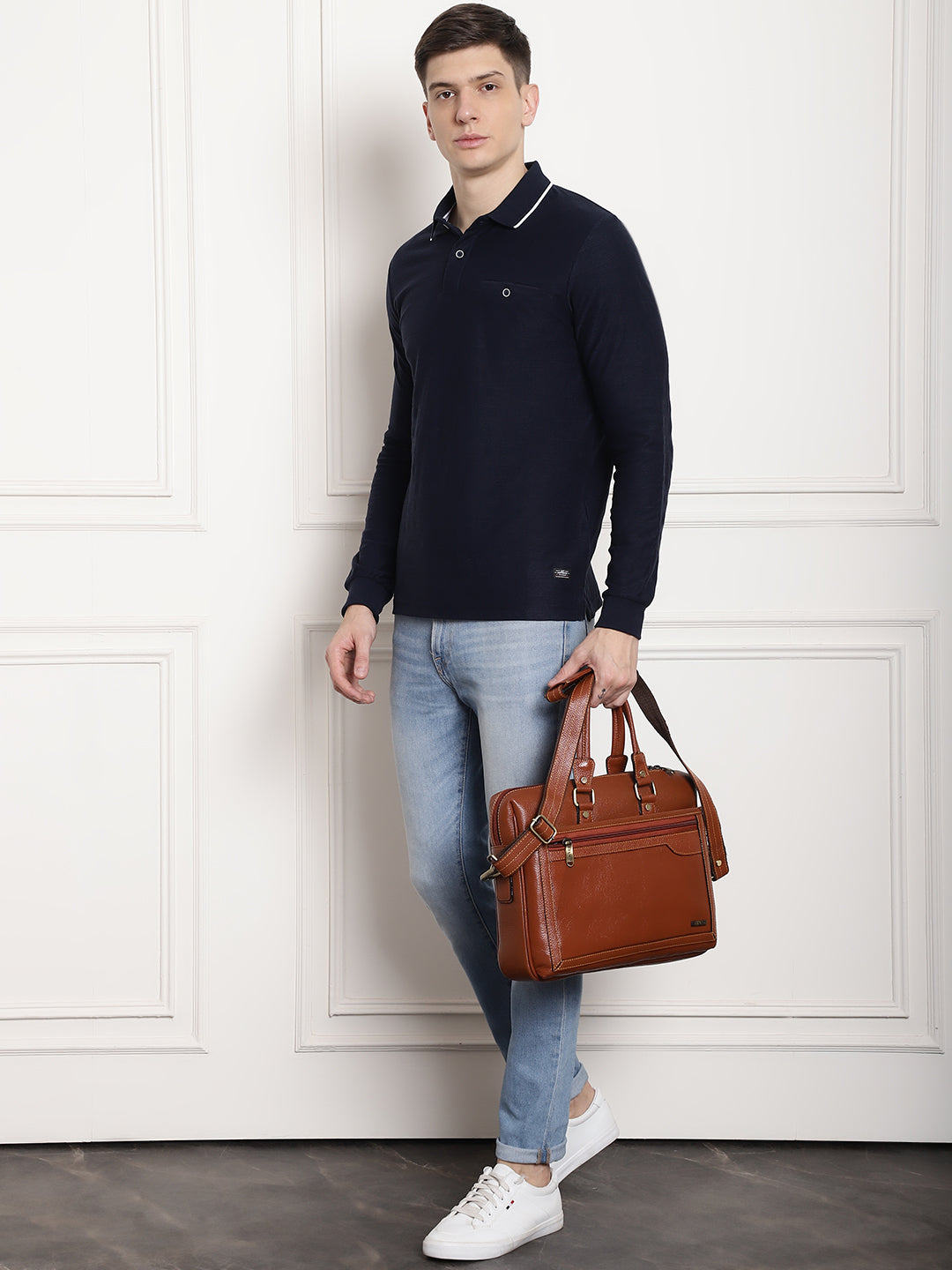 Tan Leather Laptop Bags ZP12116 - The Heels India