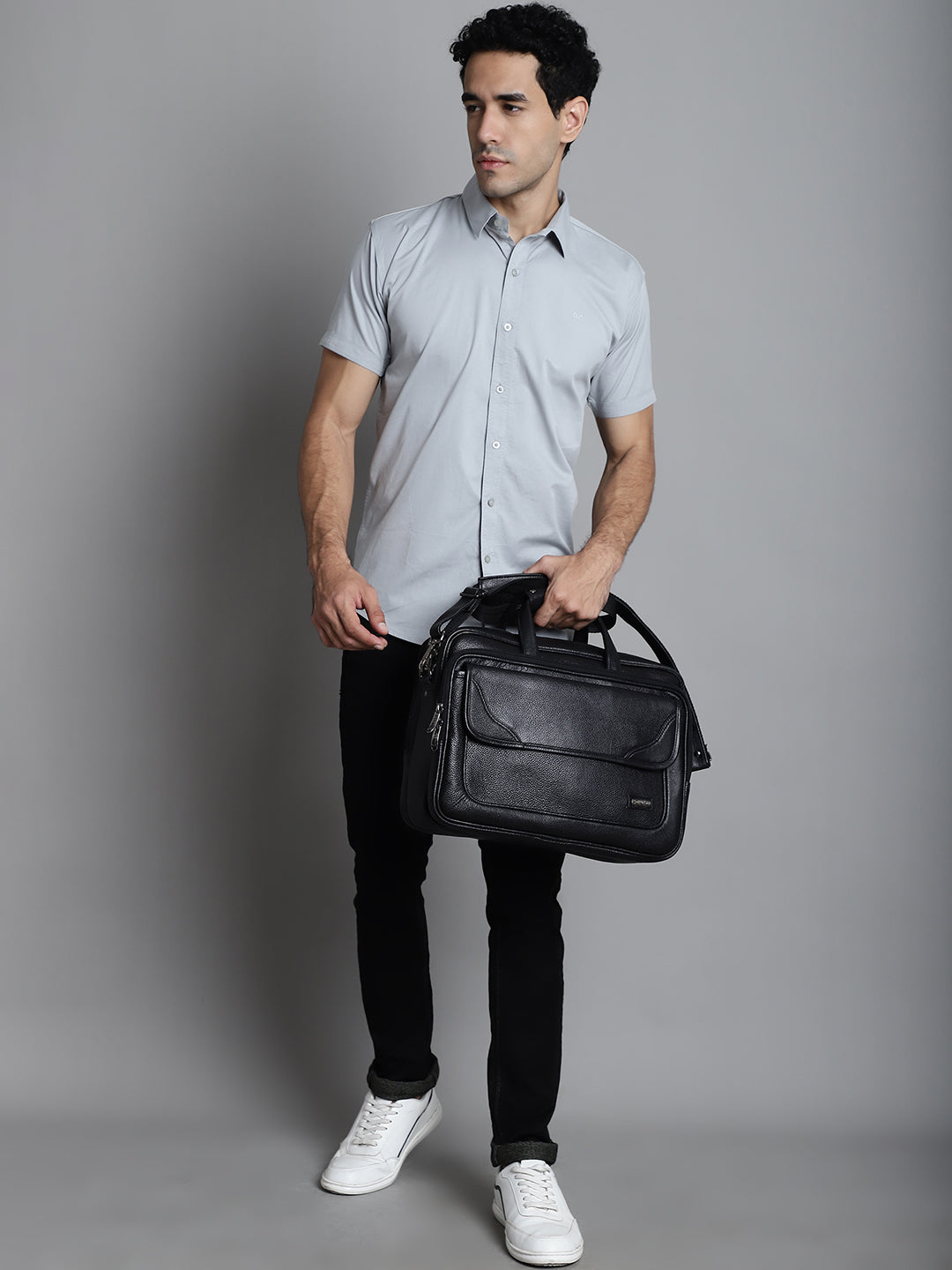 Black Leather Laptop / Office Bags ZP12137 - The Heels India