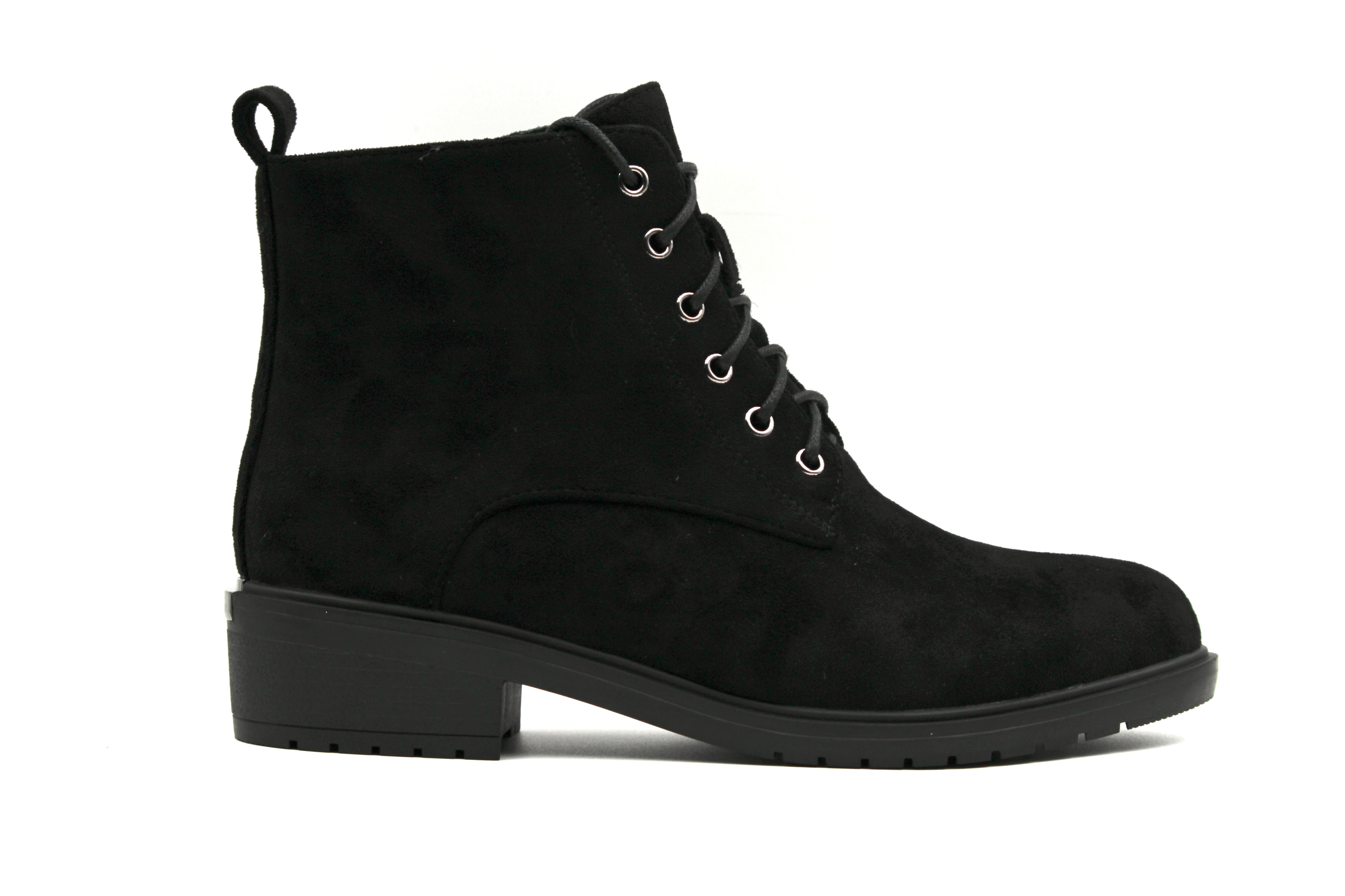 Hazel Black Suede Ankle Lace Boots - The Heels India