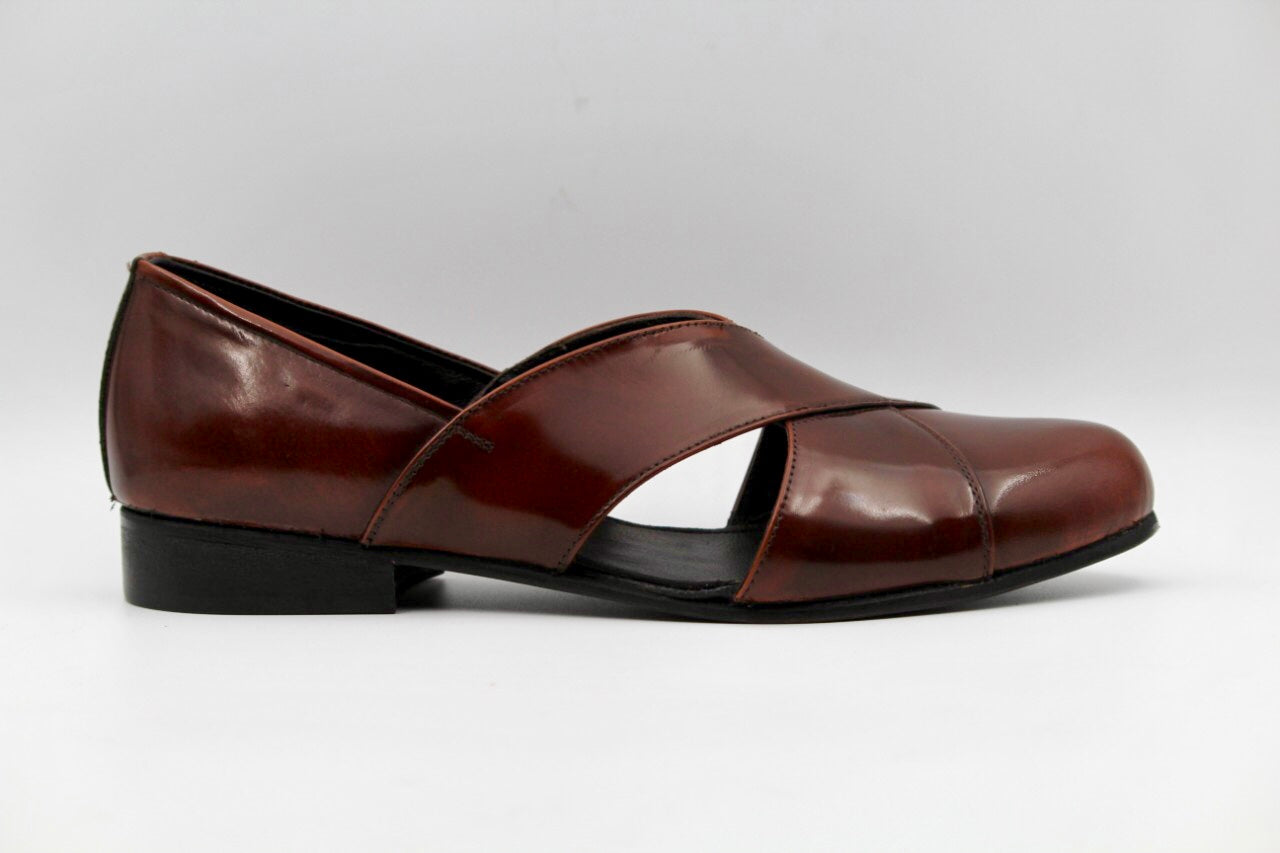 Florence Tan Leather Sandals - The Heels India