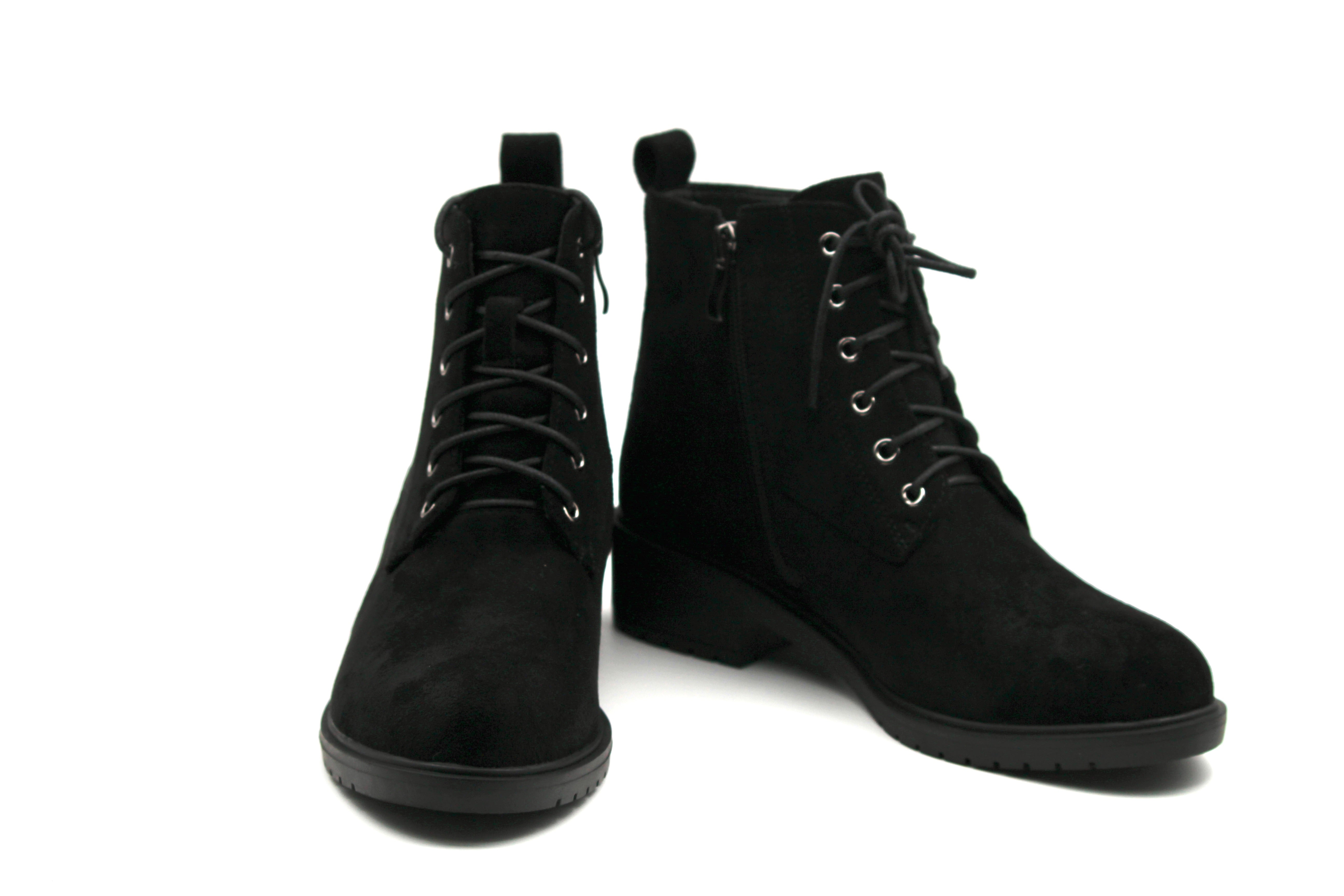 Hazel Black Suede Ankle Lace Boots - The Heels India
