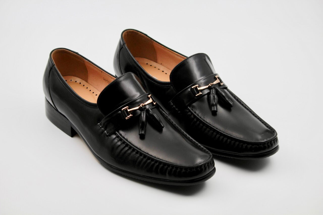 Ingrid Black Leather Formal Loafers - The Heels India