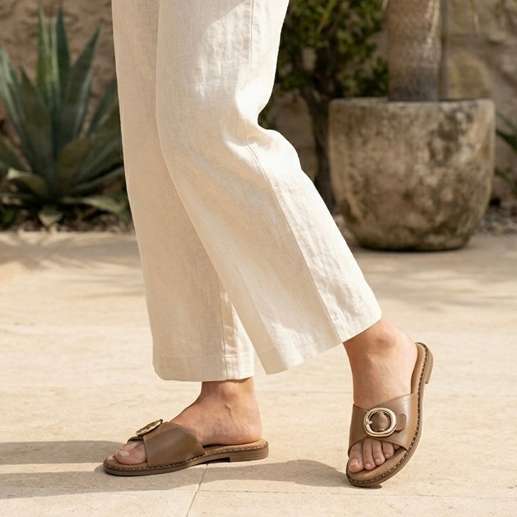 Sarah Comfort Buckled Summer Sliders