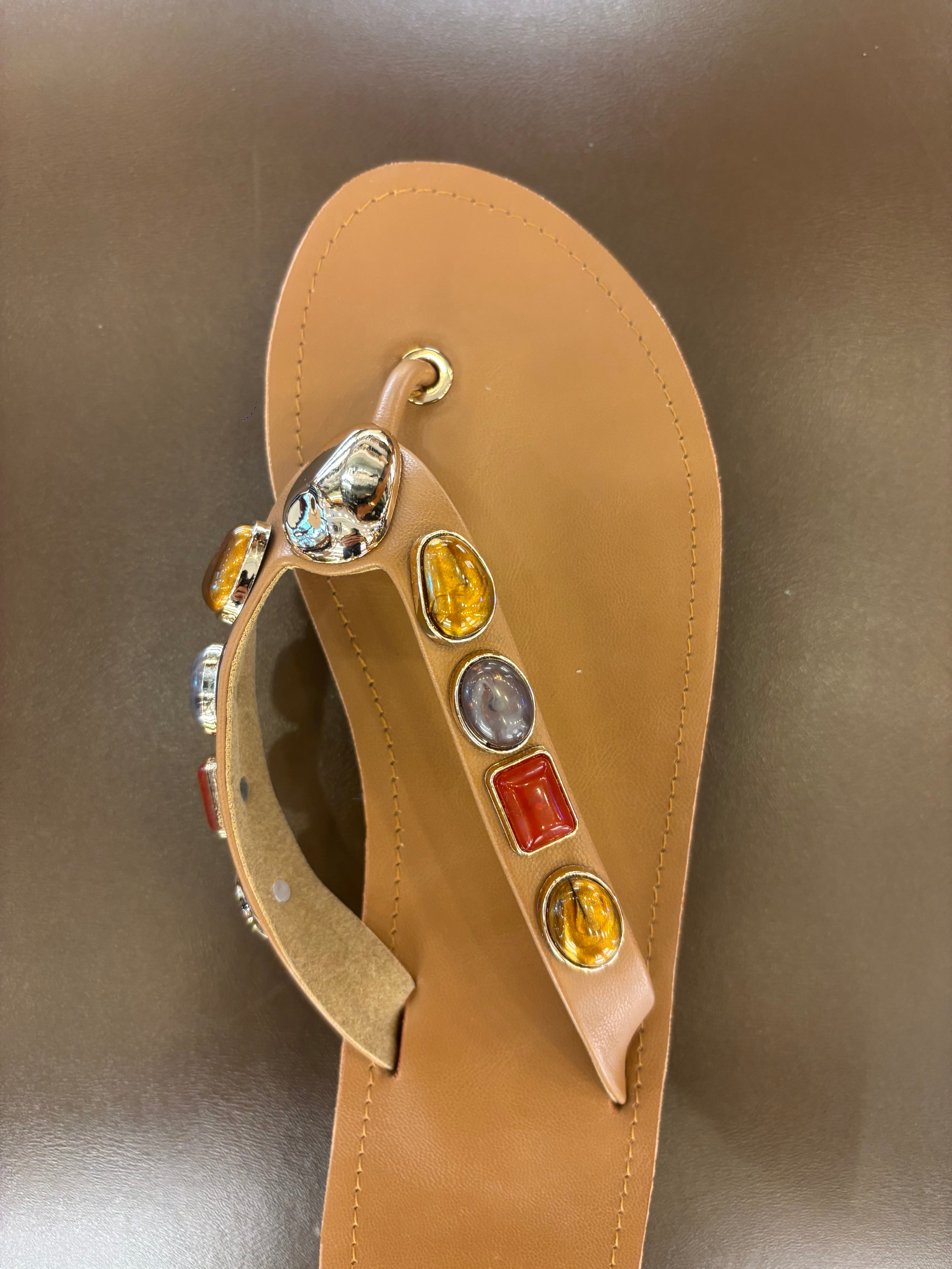 Norelle Cushioned Gemstone V Strap Comfort Summer Slippers