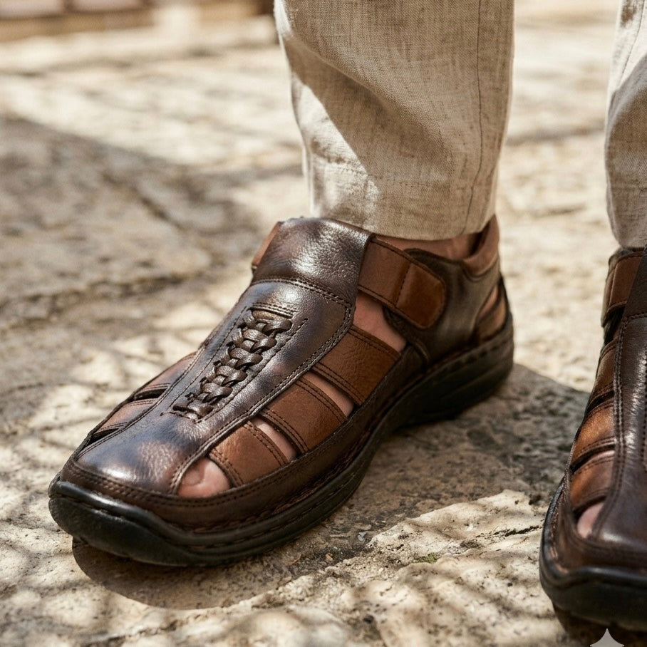 Demarzio Leather Roman Sandals - The Heels India