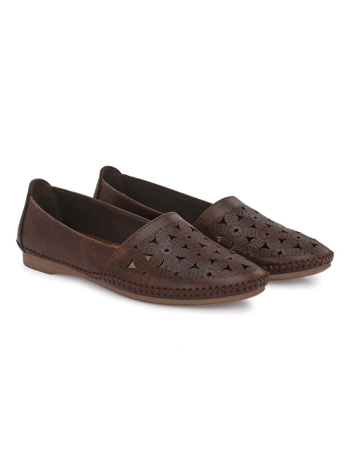 Milla Perforated Cushioned Leather Ballerinas