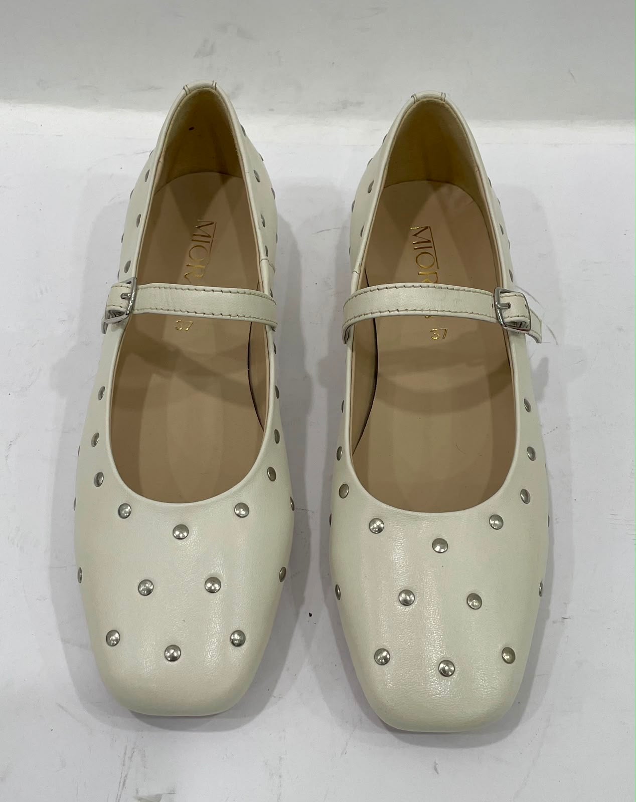 DIVA Premium Leather Flat Stud Mary Jane Ballerinas - The Heels India