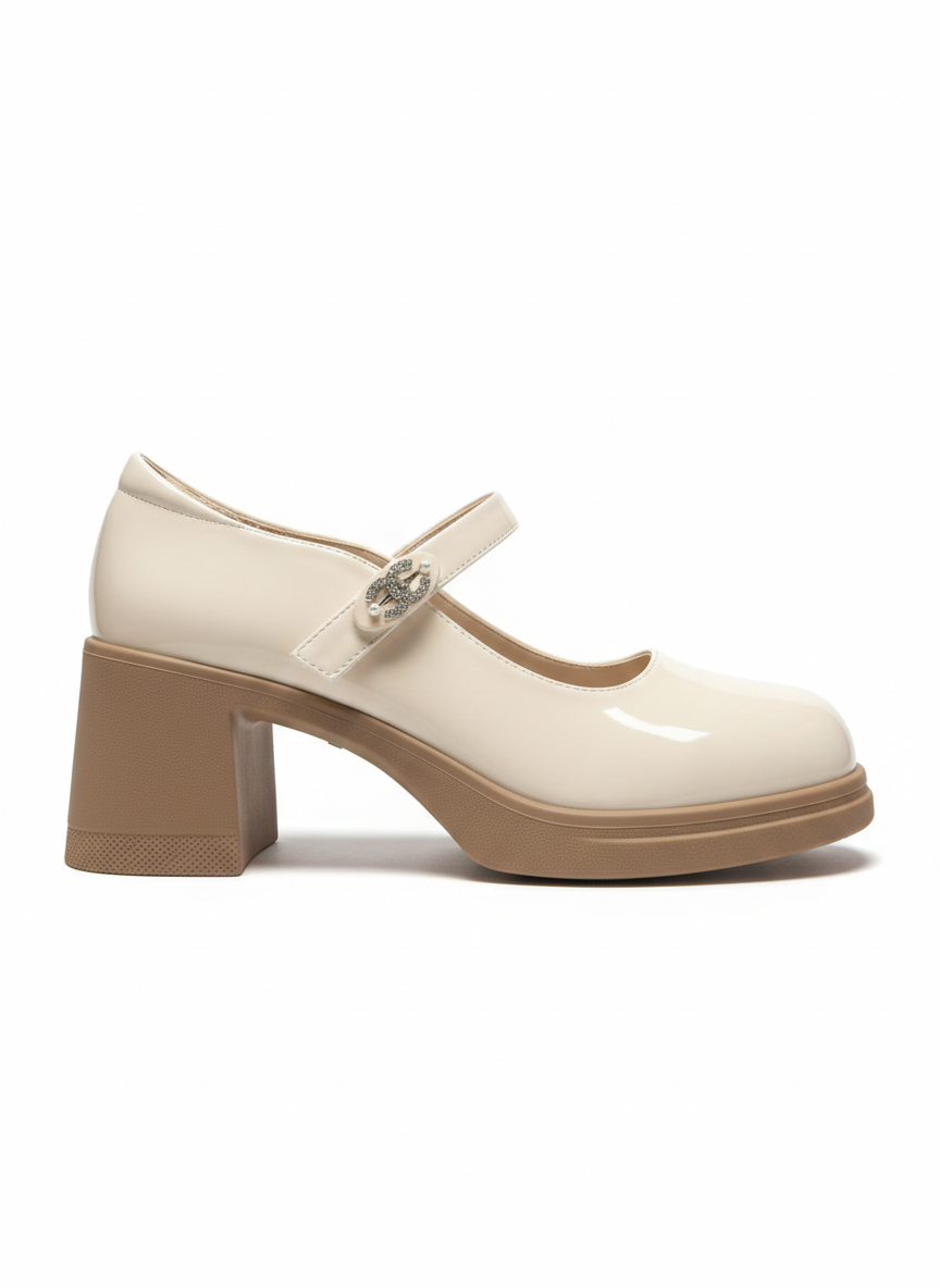 Emrata Premium Patent Leather Ankle Strap Platform Block Heels - The Heels India