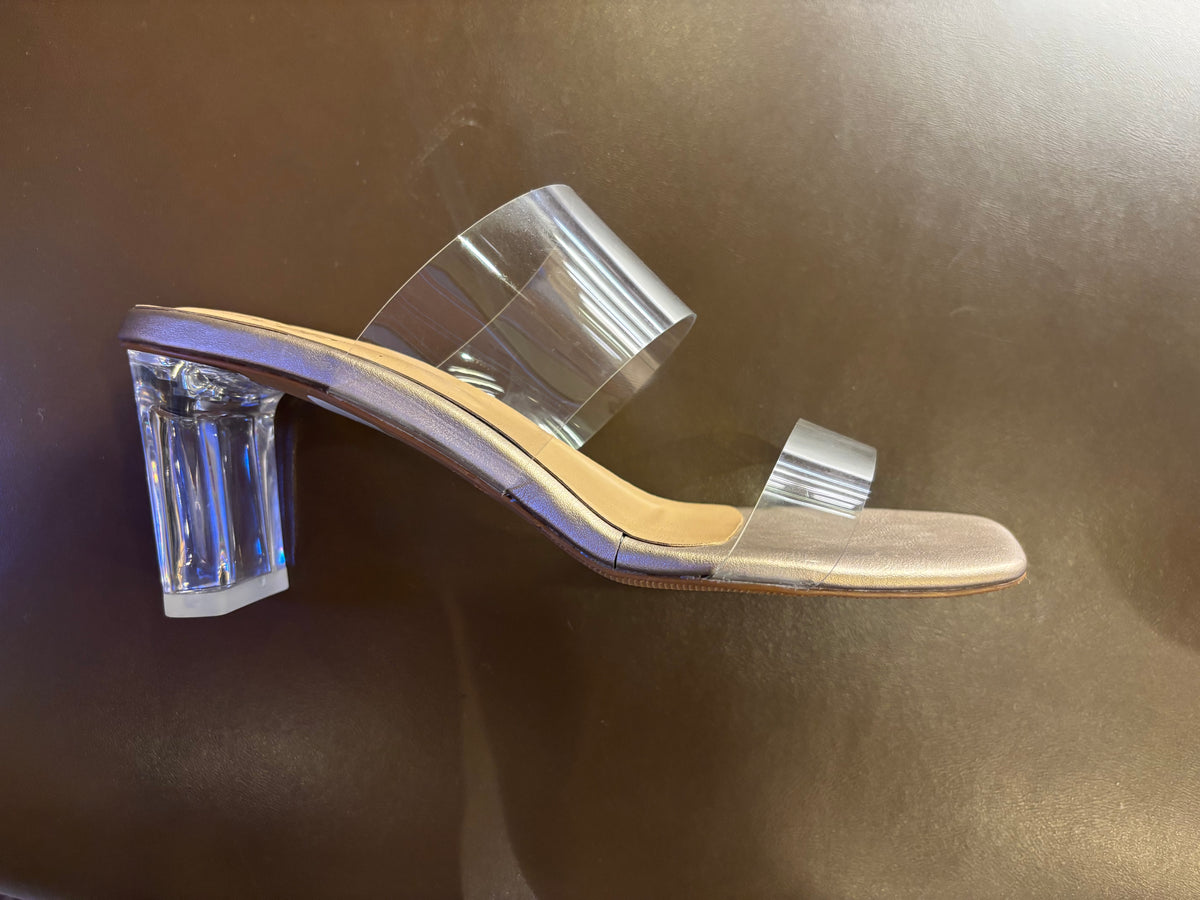 Elsa Dual Transparent Strap Peep Toe Block Heels