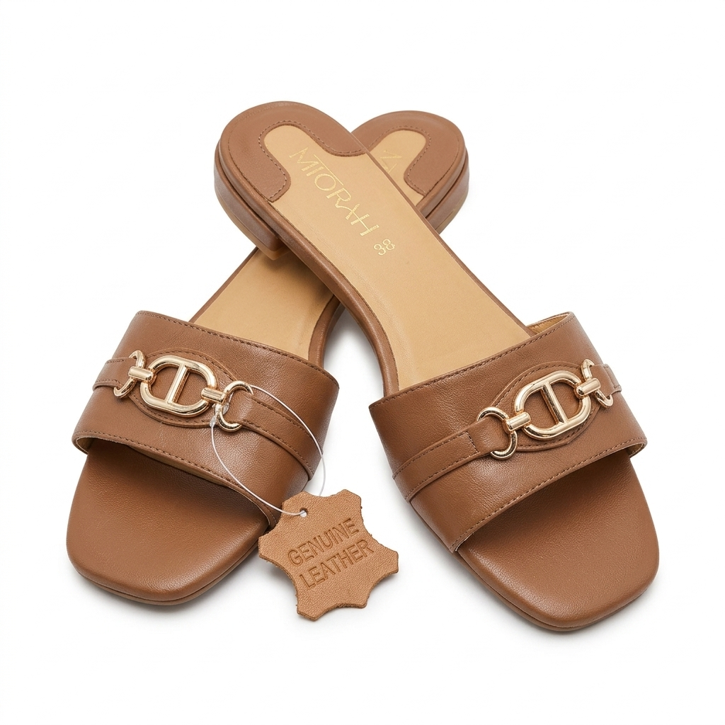 Sloane Premium Leather Cushioned Summer Sliders
