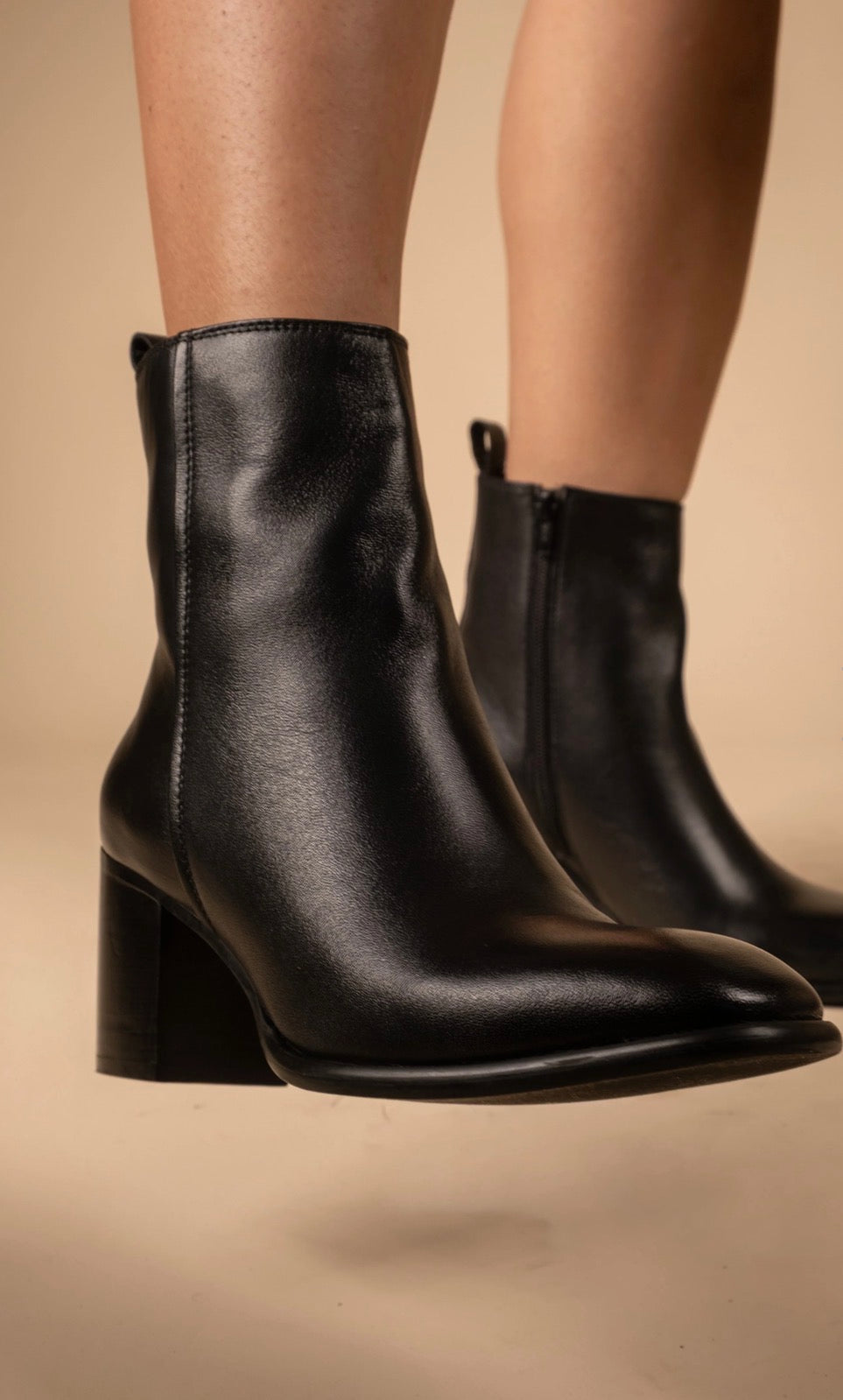 BLAZE Luxury Leather Winter Ankle Block Heel Boots