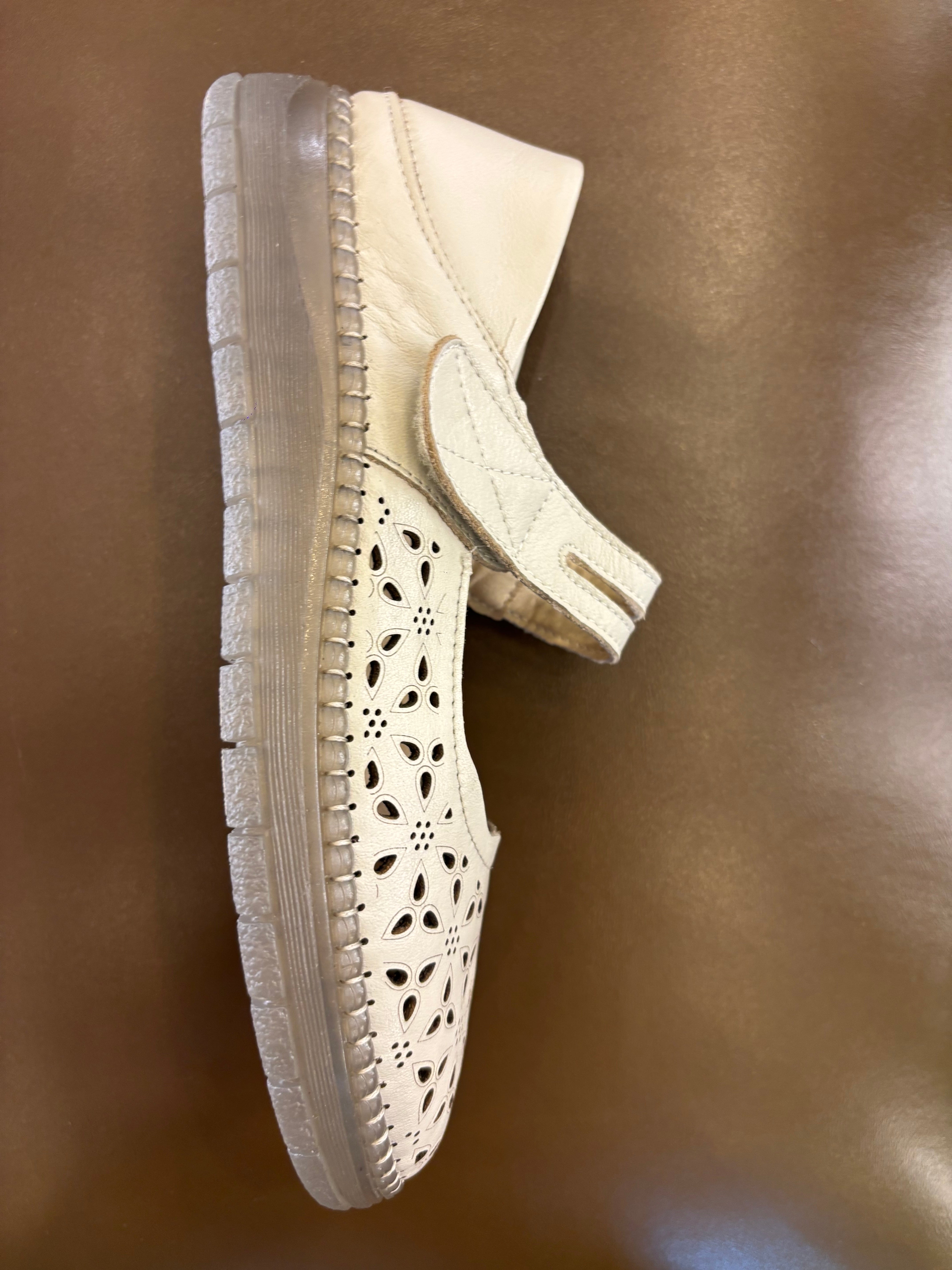 Crimson Leather Velcro Strap Perforated Cushioned Loafers