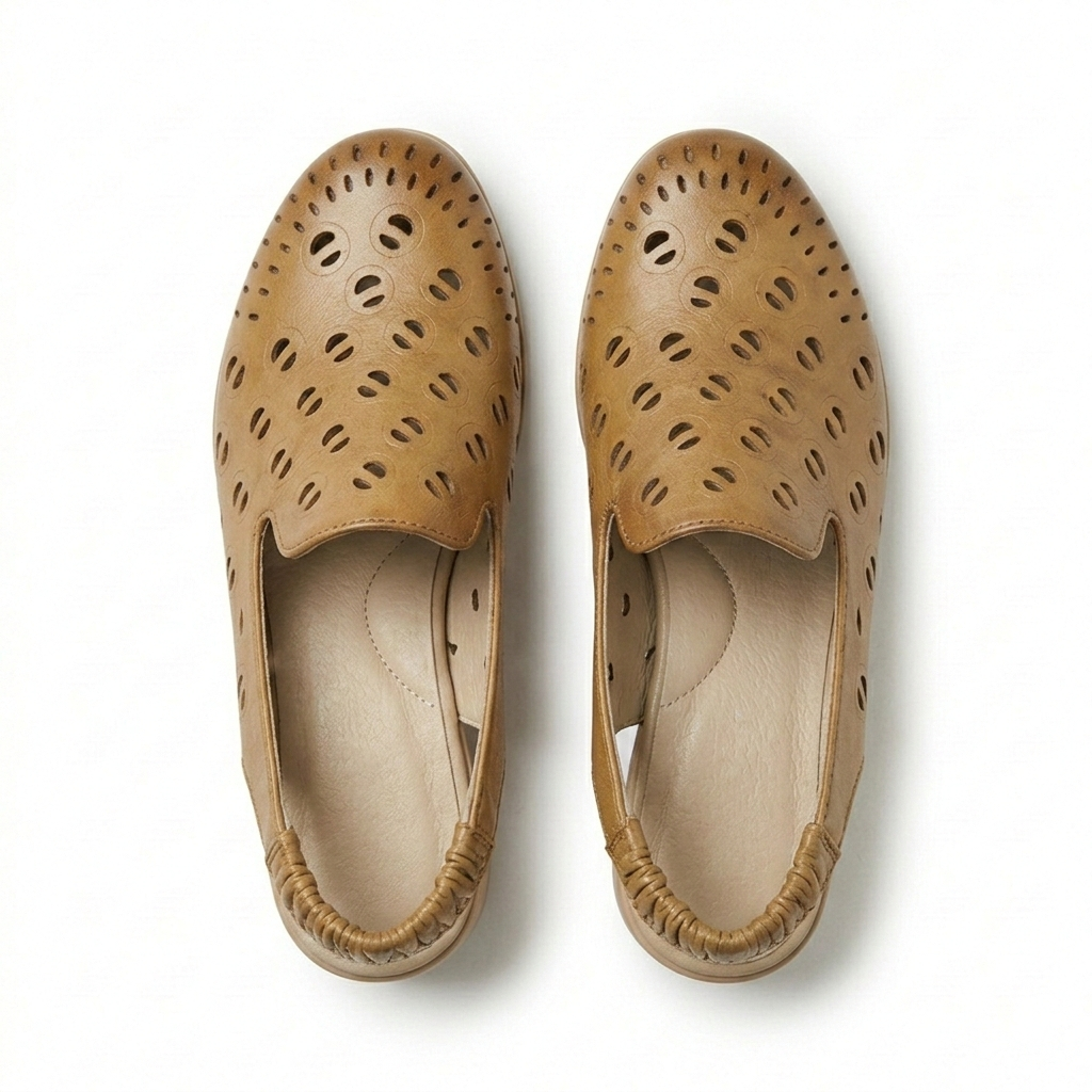 Sakina Premium Leather Perforated Slingback Summer Sandals