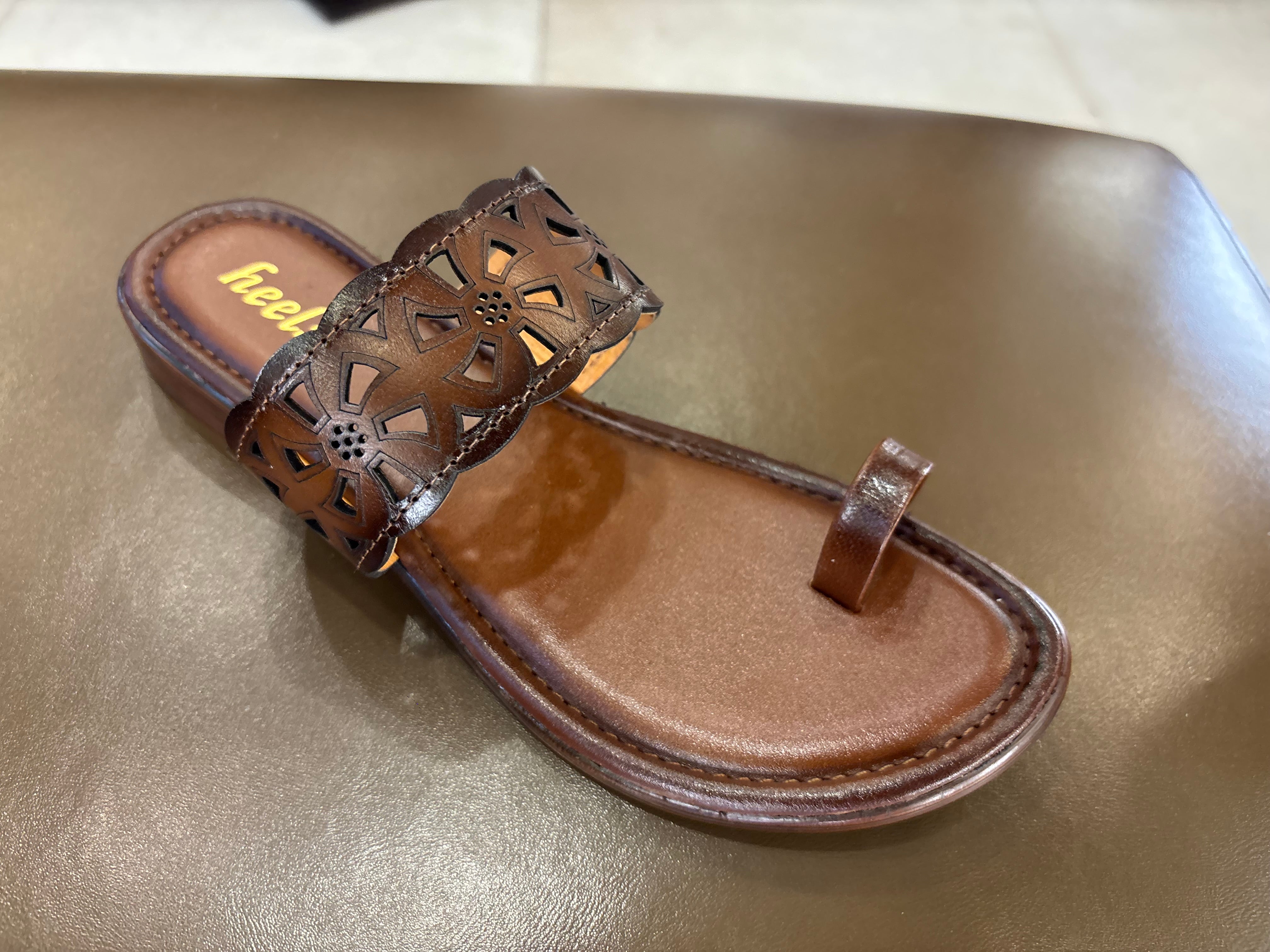 Brianna Leather Perforated Thumb Kohlapuri Slippers