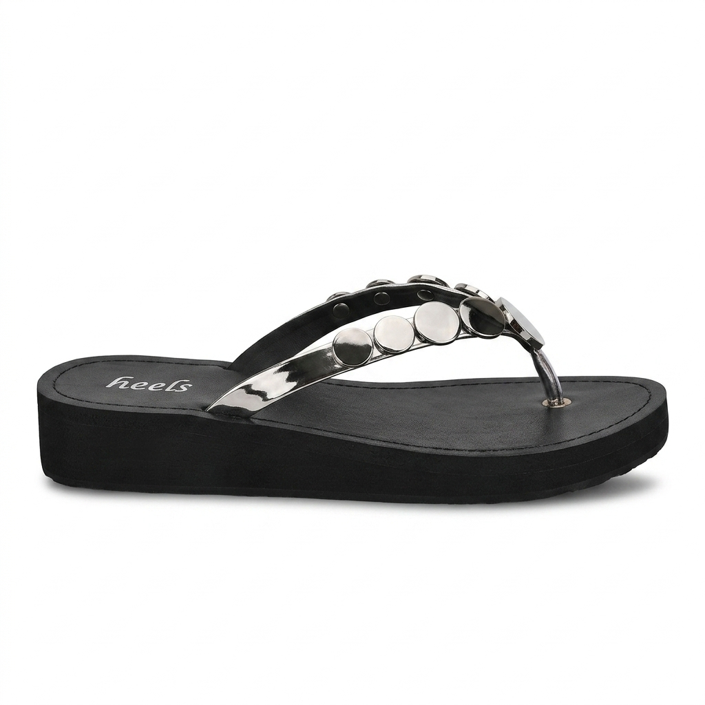 Nicolette Cushioned Coin V Strap Slippers