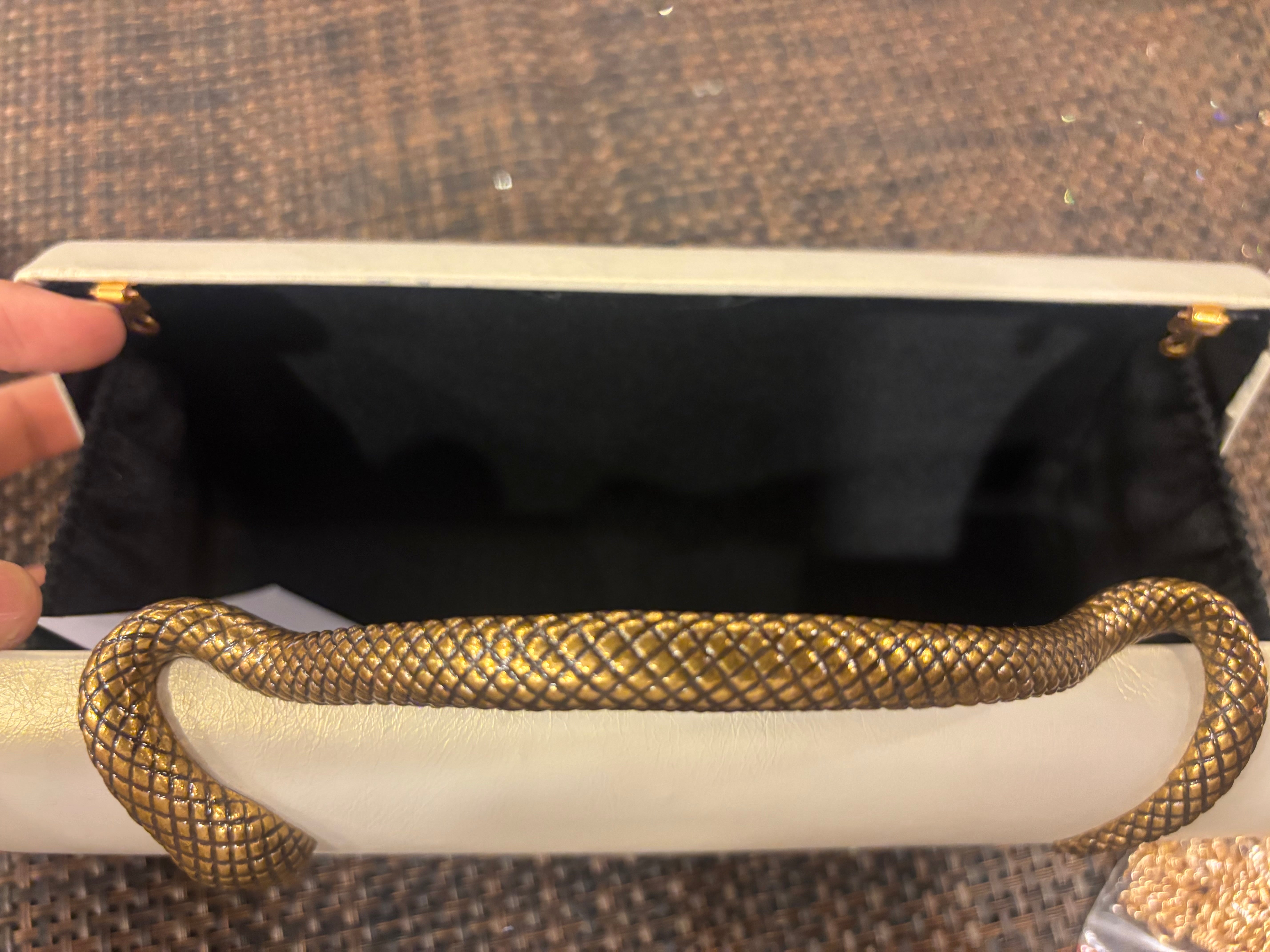 Metallic Snake Handle Clutch Bag