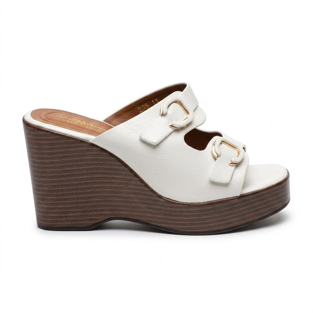 Beryl Platform Double Strap Wedge Heels