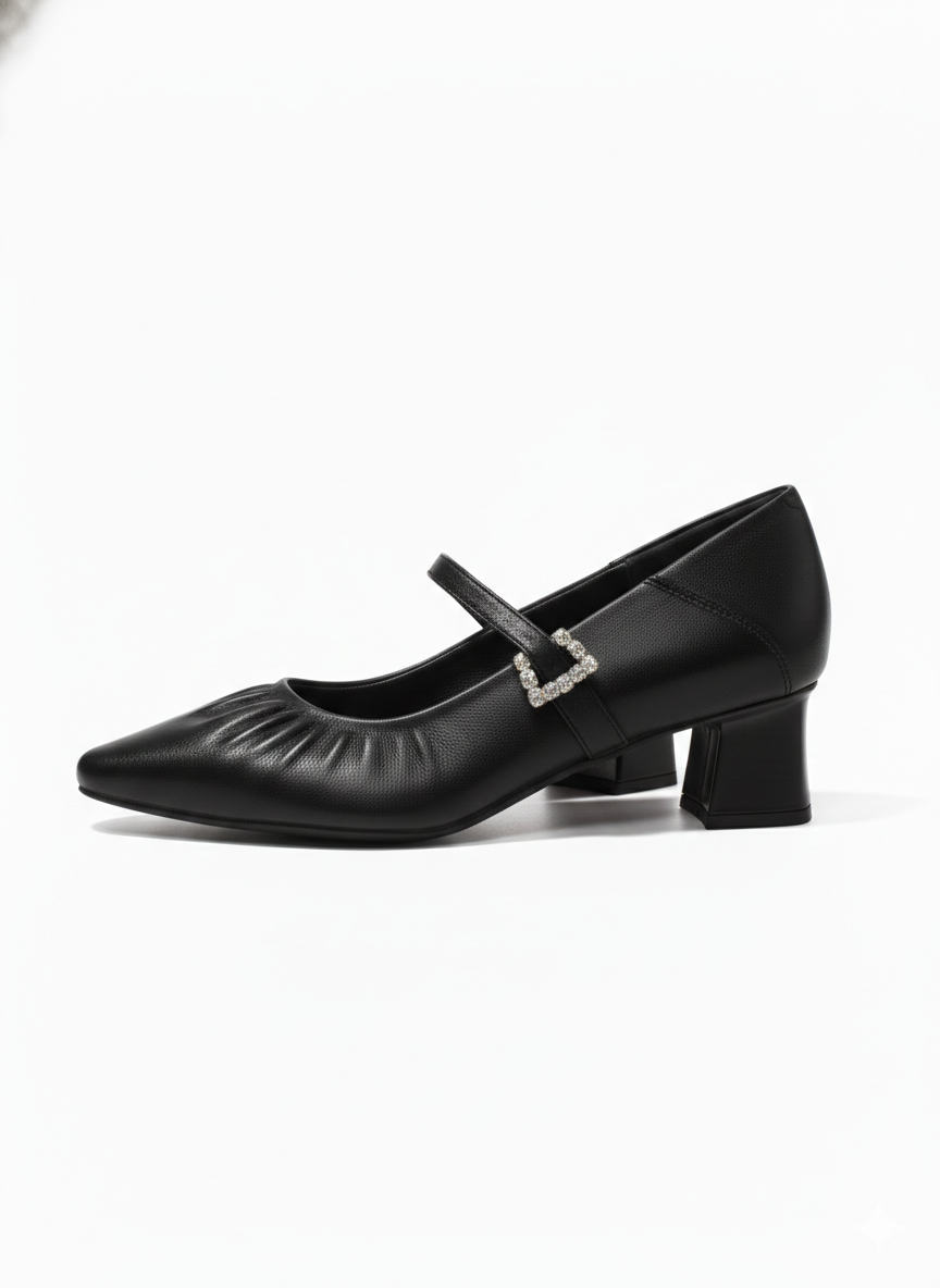 Florence Premium Leather Mary Jane Block Heels