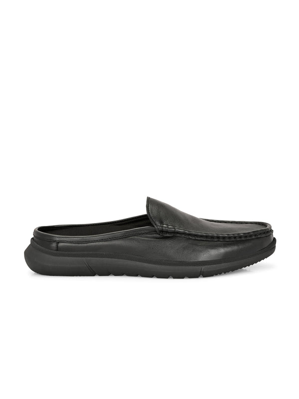 Zero Gravity Black Leather Slip-On Mules