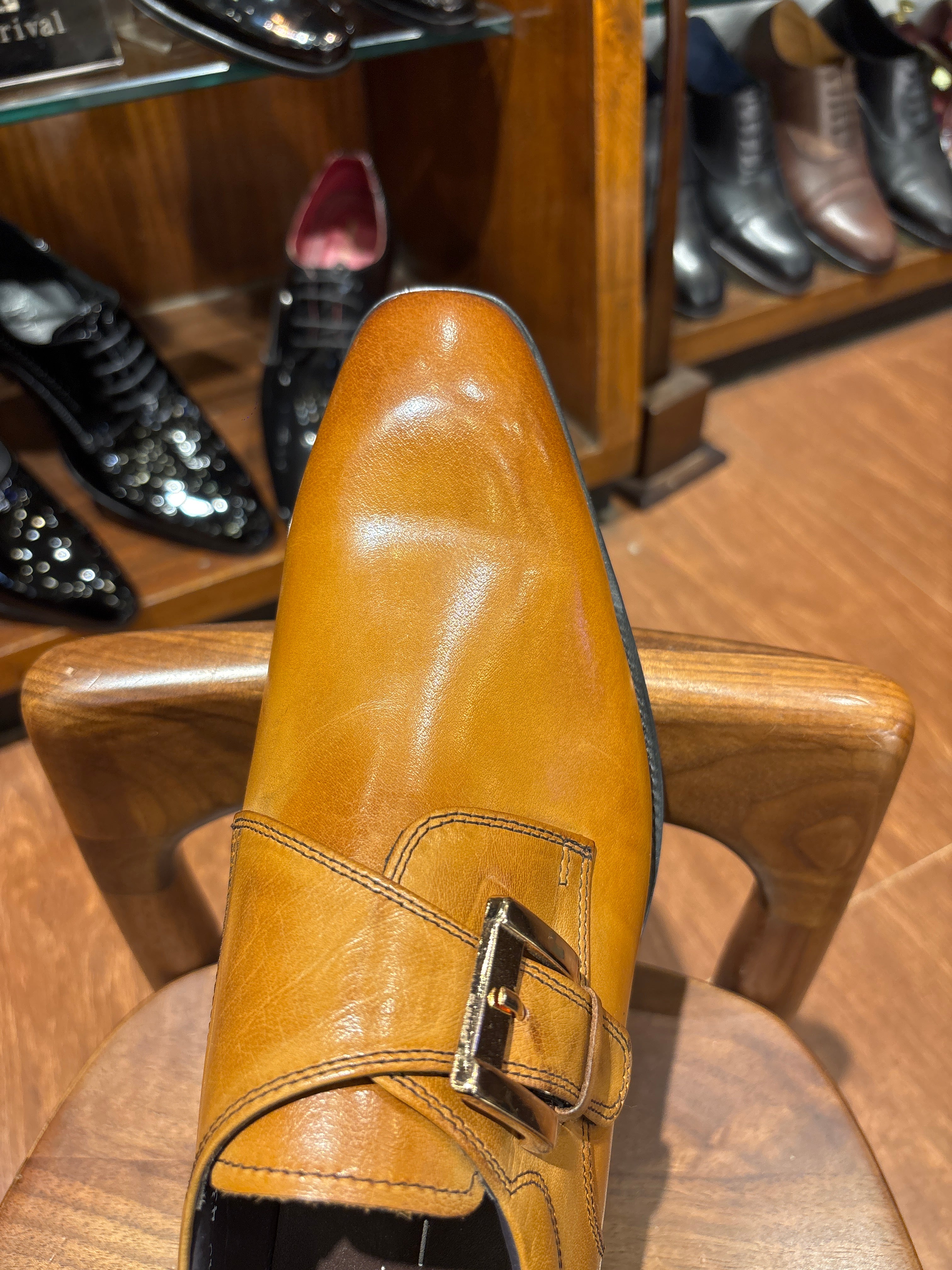Lorelei Buckle Leather Monk Strap Tan - The Heels India