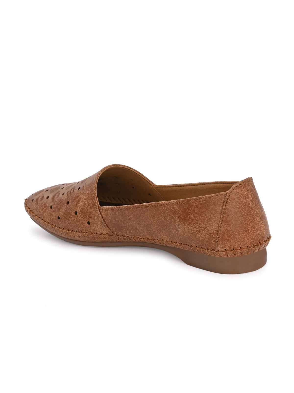 Estrella Perforated Cushioned Leather Ballerinas