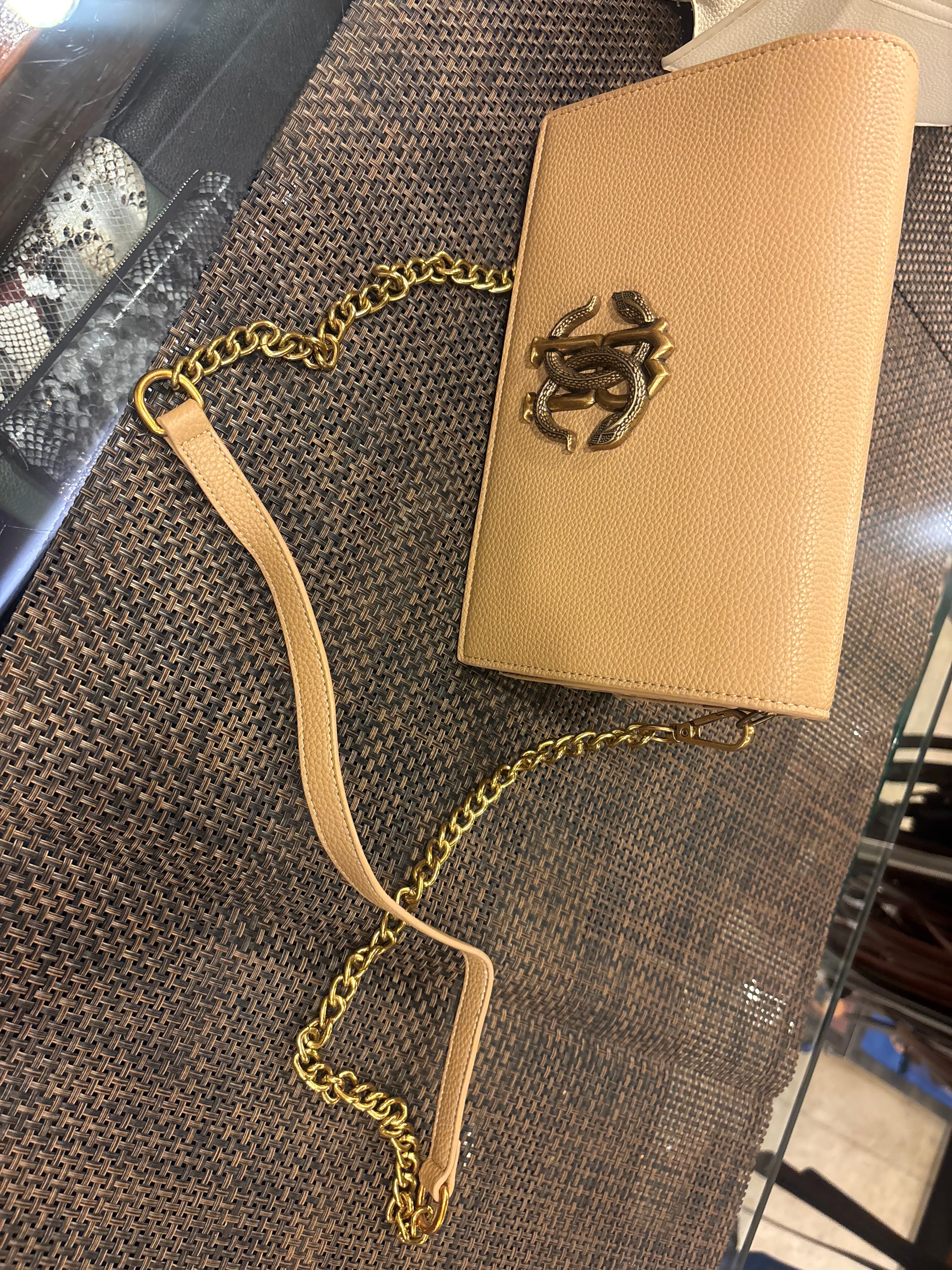 Metallic Snake Buckle Top Flap Sling Bag