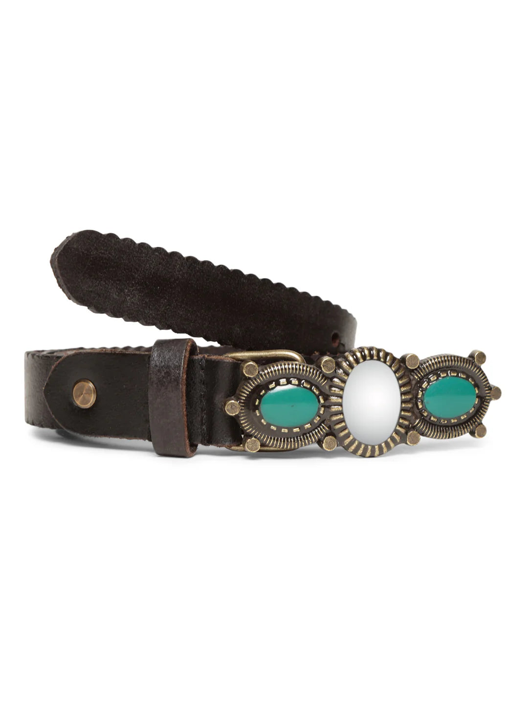 Black Women Embellished Leather Belt