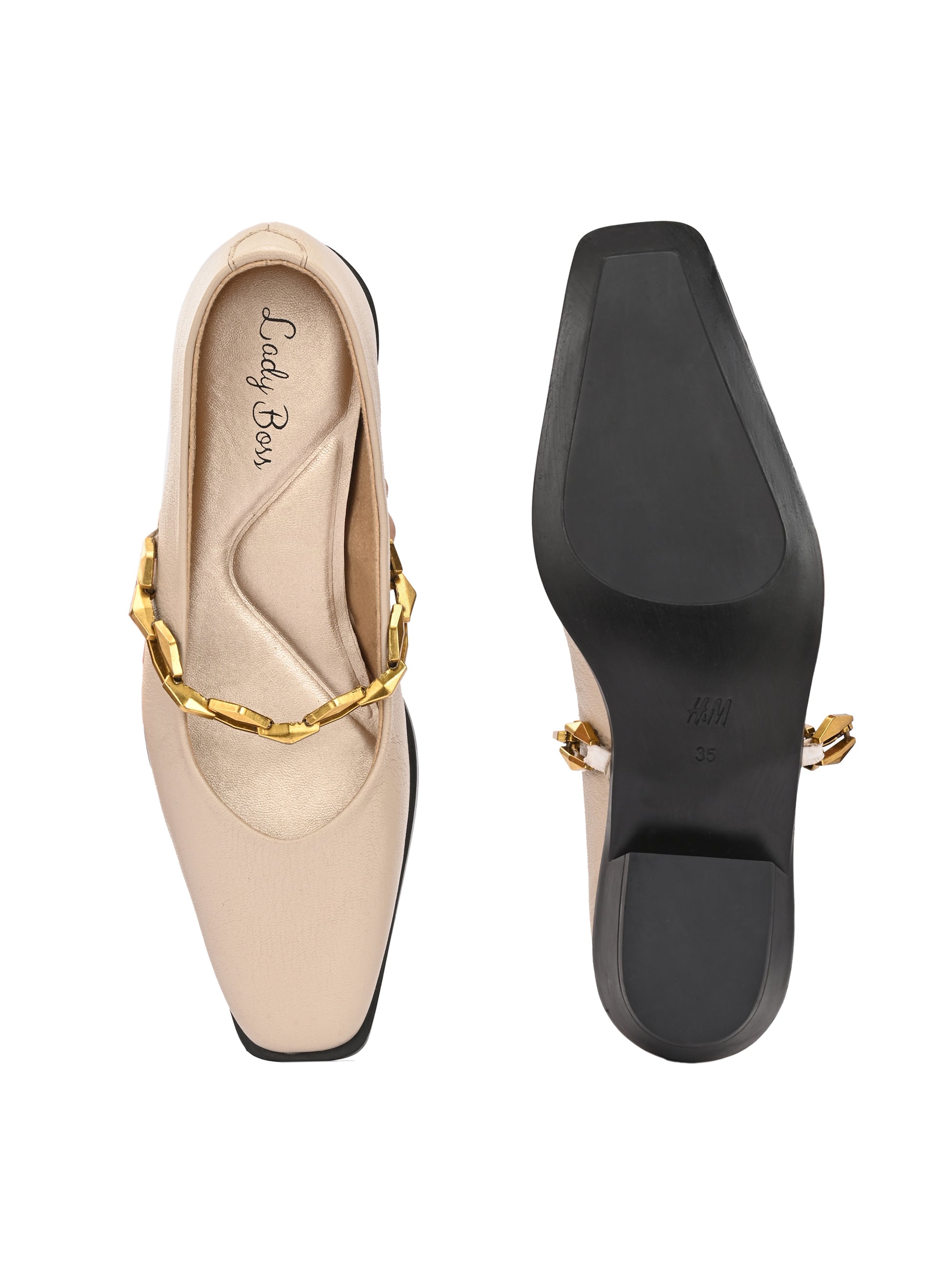 Marceline Leather Chain Heel Ballerinas