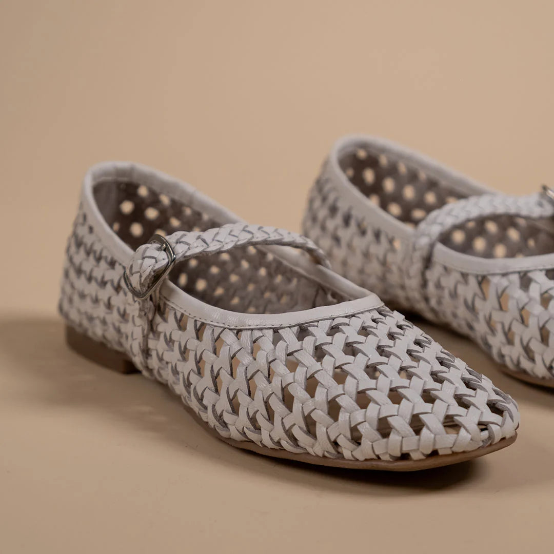 GLINT Premium Leather Mesh Flat Ballerinas