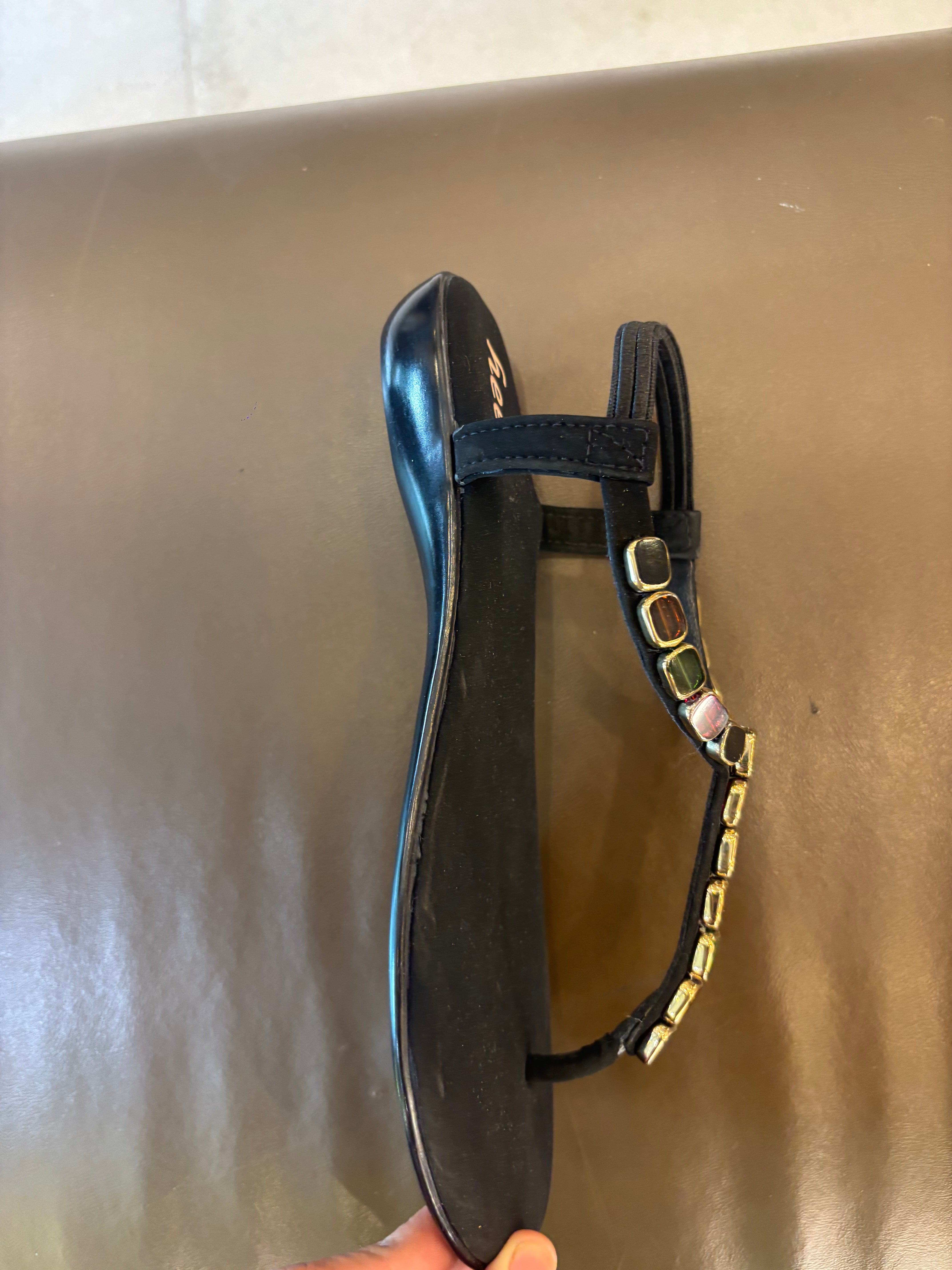 Sasha Embellished Back Elastic Flat Everyday Sandals