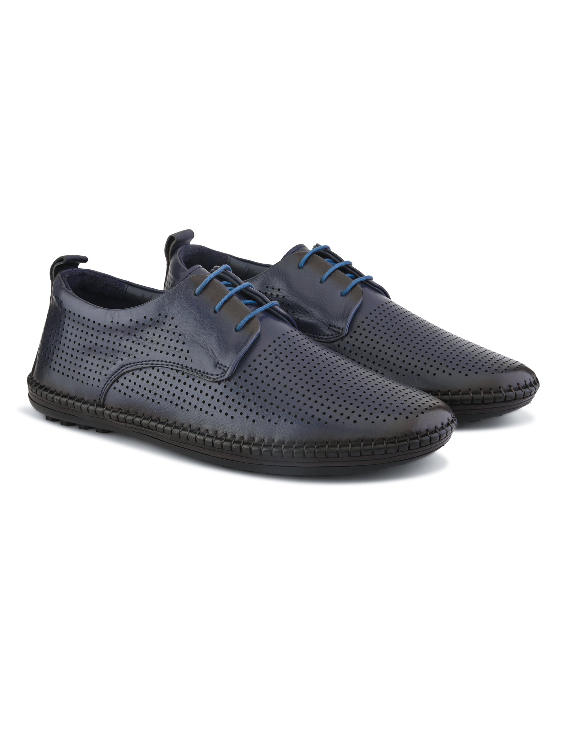 Anax Casual Perforated Leather Derby Shoes