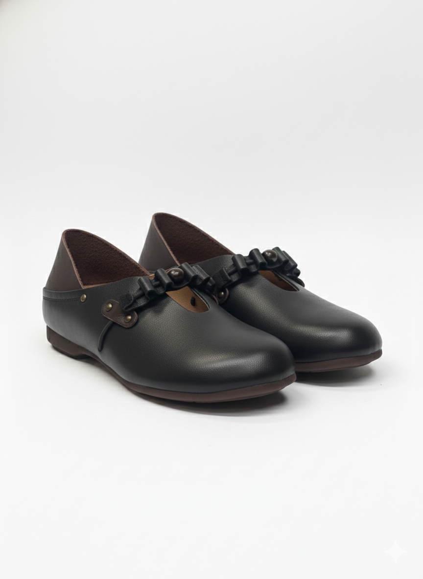 Paola Premium Leather Mid Strap Loafer Shoes