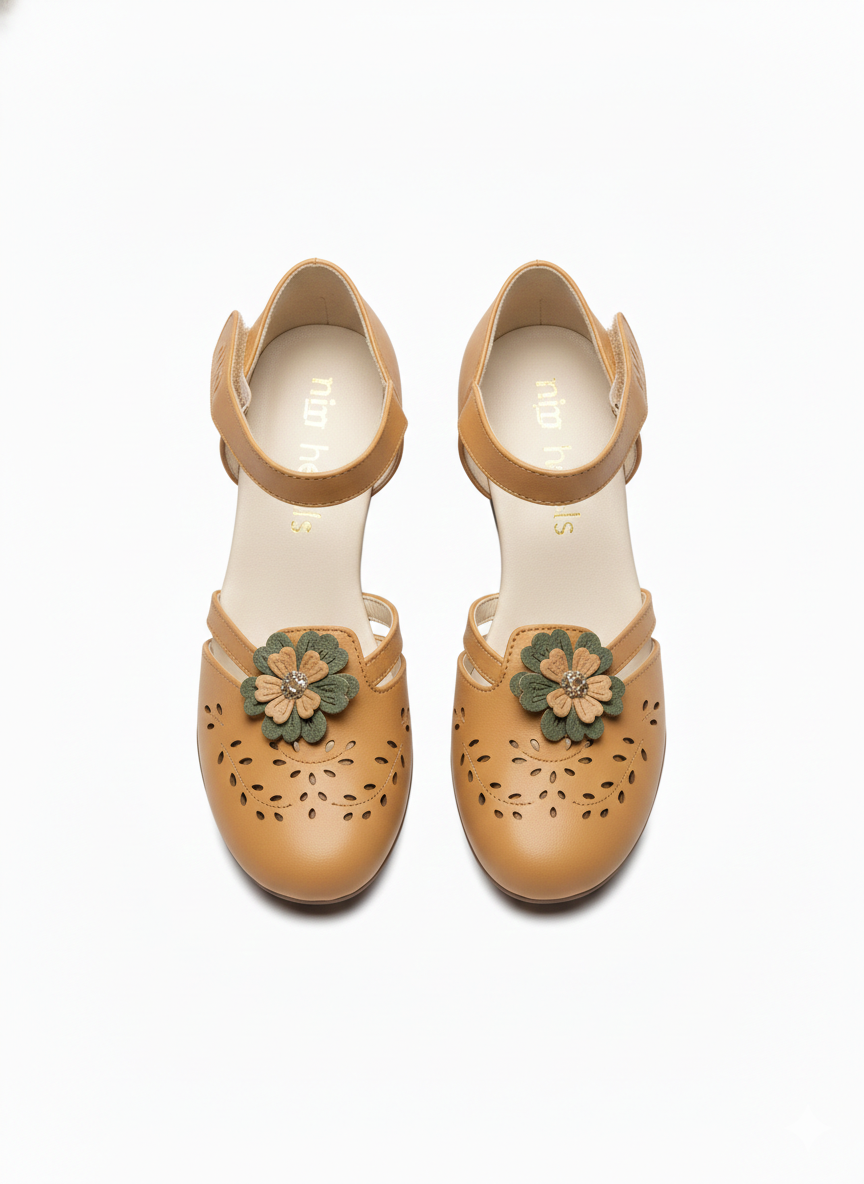 Melrose Premium Leather Perforated Ankle Strap Summer Sandals - The Heels India