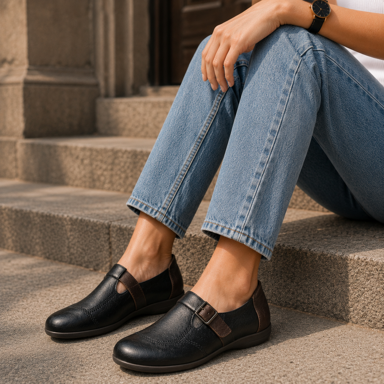 Martina Premium Leather Strap Comfort Loafers