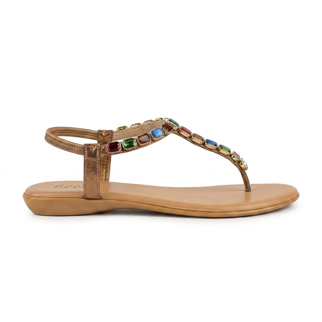 Sasha Embellished Back Elastic Flat Everyday Sandals