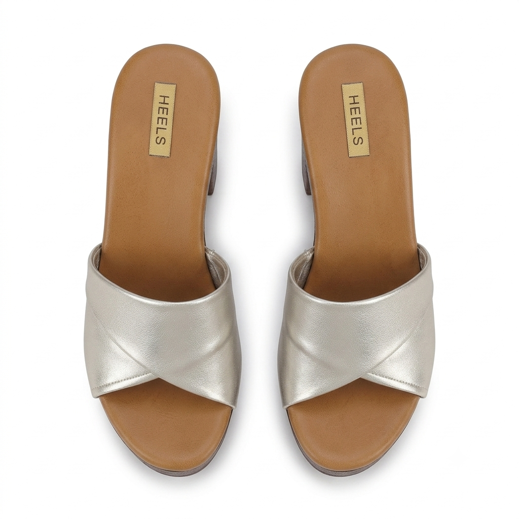 Kim Platform Peep Toe Block Heels Gold - The Heels India